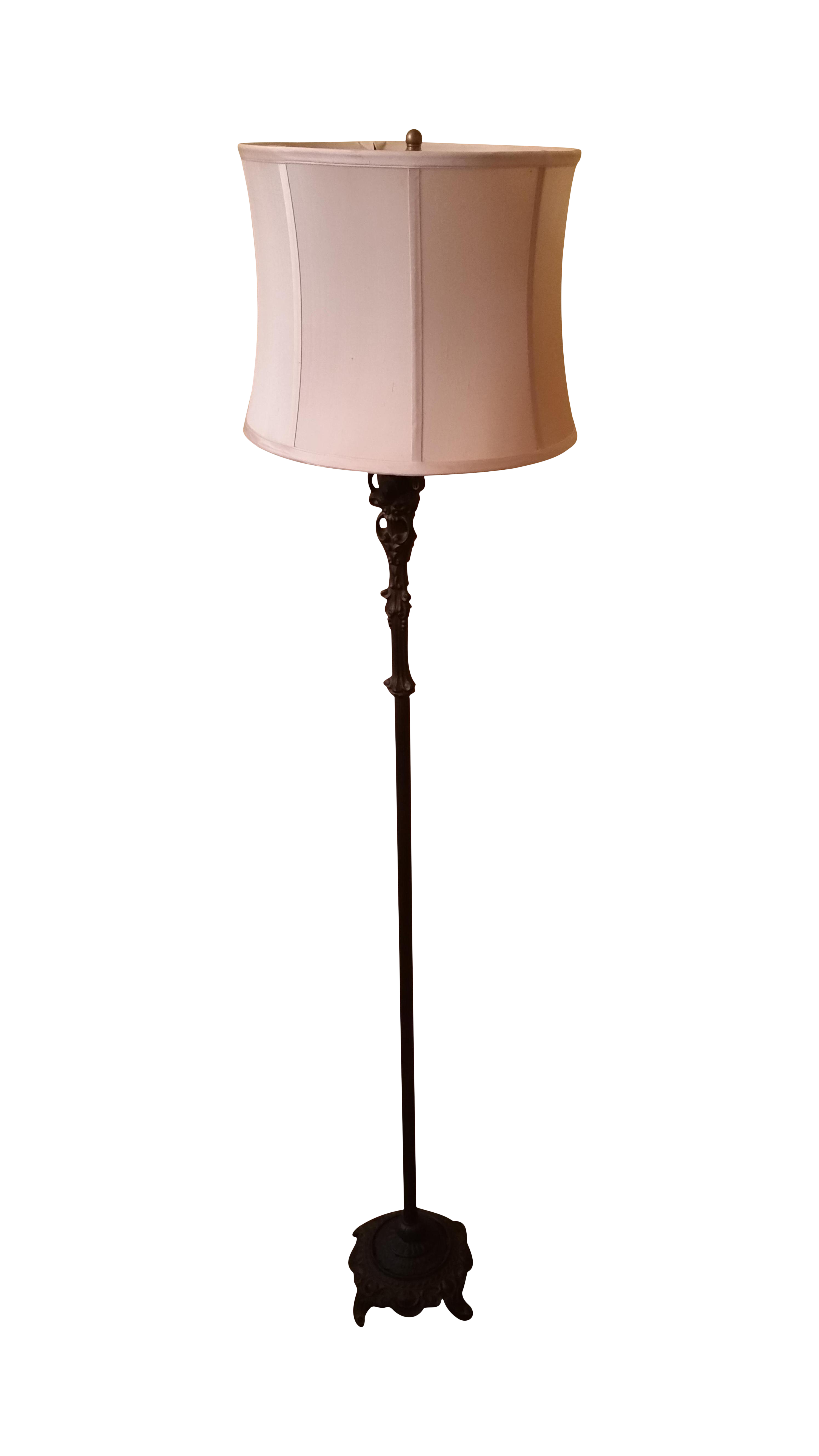 Art Nouveau Style Floor Lamp With Silk Shade Chairish