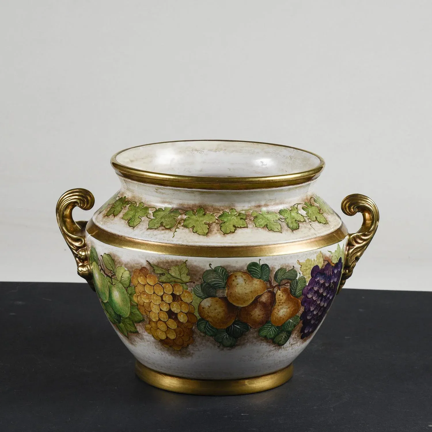 Hand-Decorated Ceramic Cache Pot by Batignani Prochet Torino