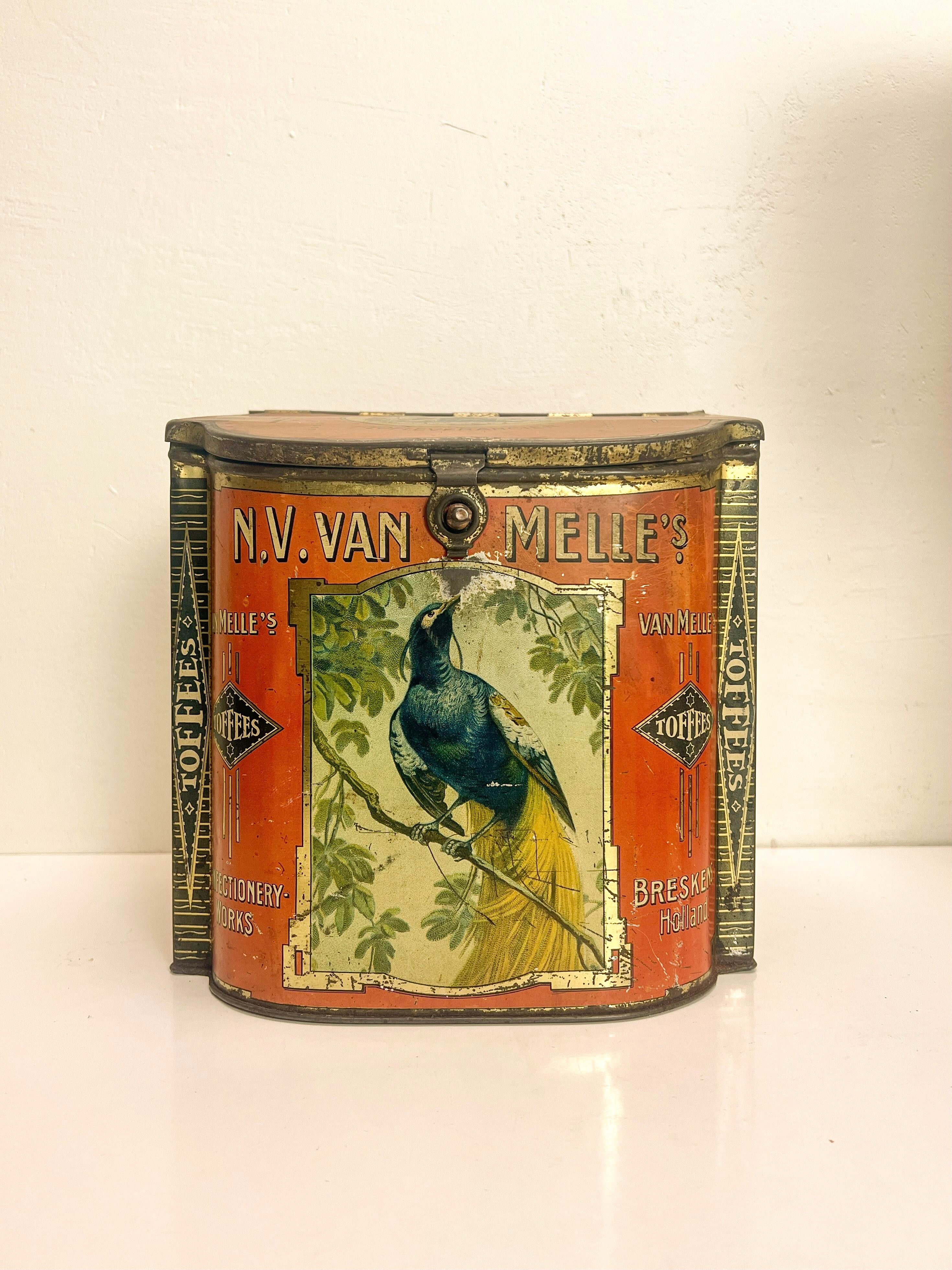Antique Tin Biscuit from Van Melle, the Netherlands, 1920s
