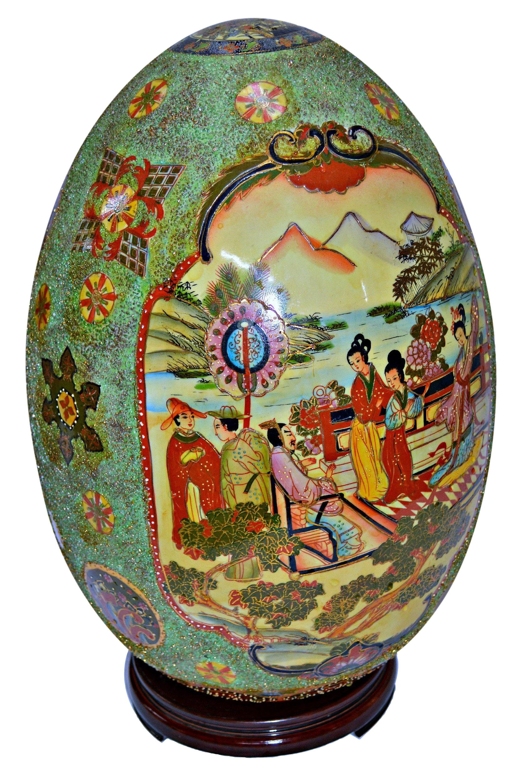 Large Chinese Porcelain Egg With Base Chairish