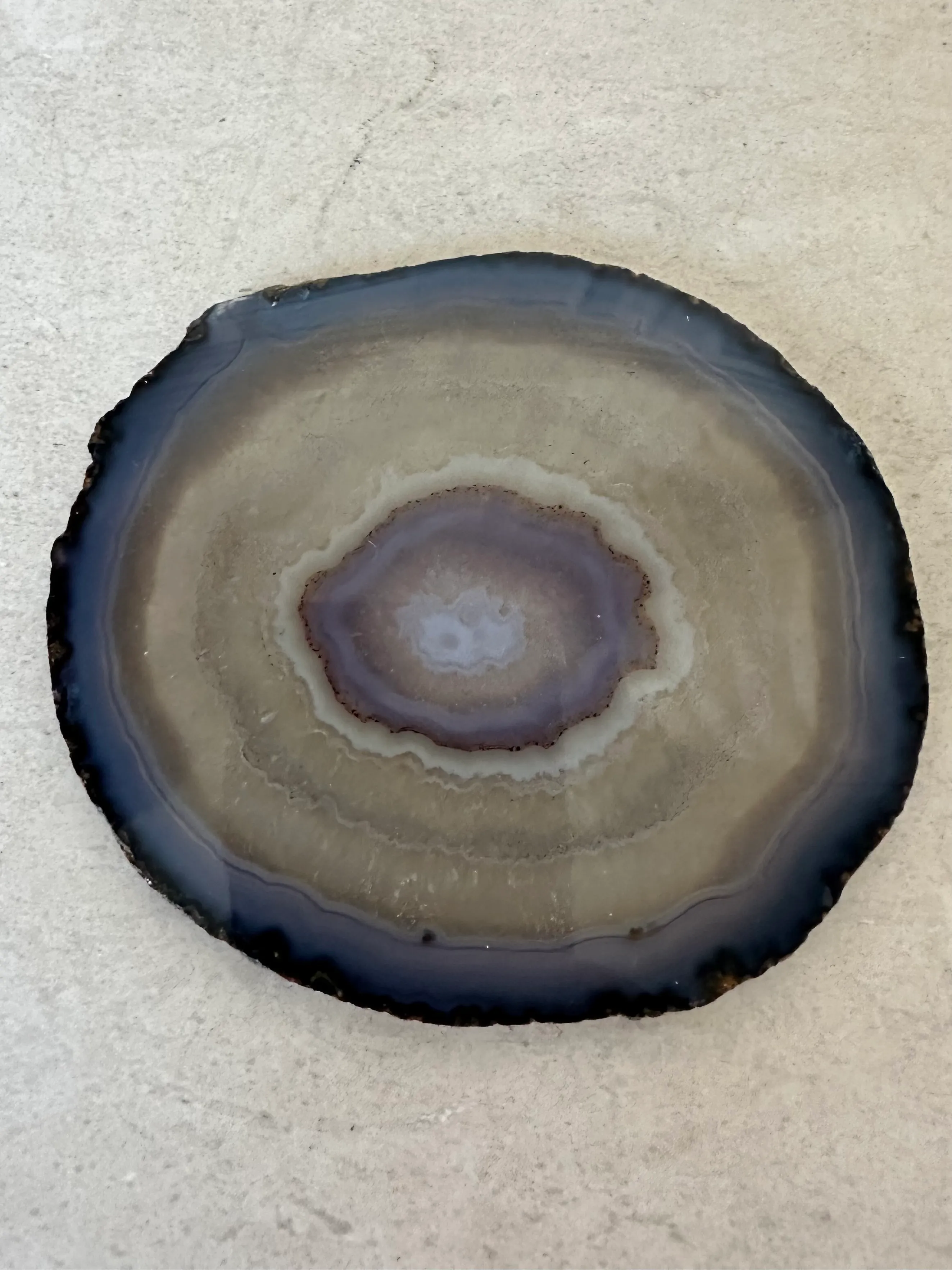 Vintage 1970’s Natural Brazilian Agate Chalcedony Stone Coasters - Set of 4