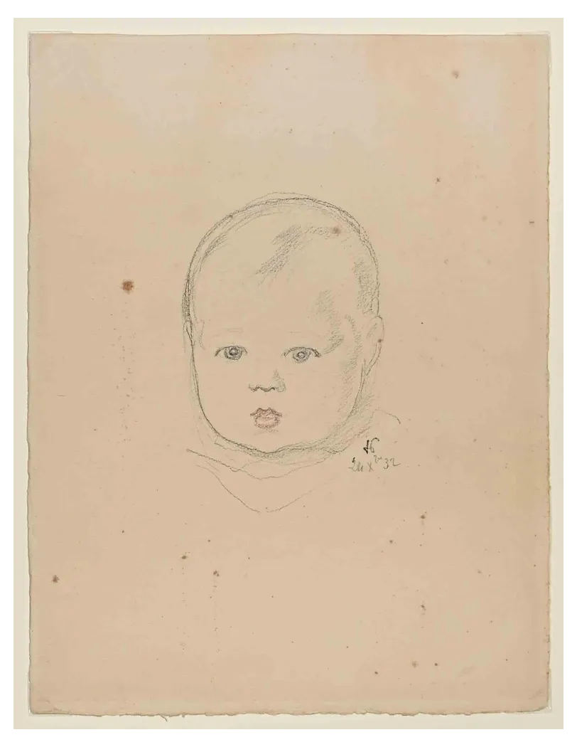 Hermann Paul, Child, Pencil & Pastel Drawing, Early 20th Century Chairish