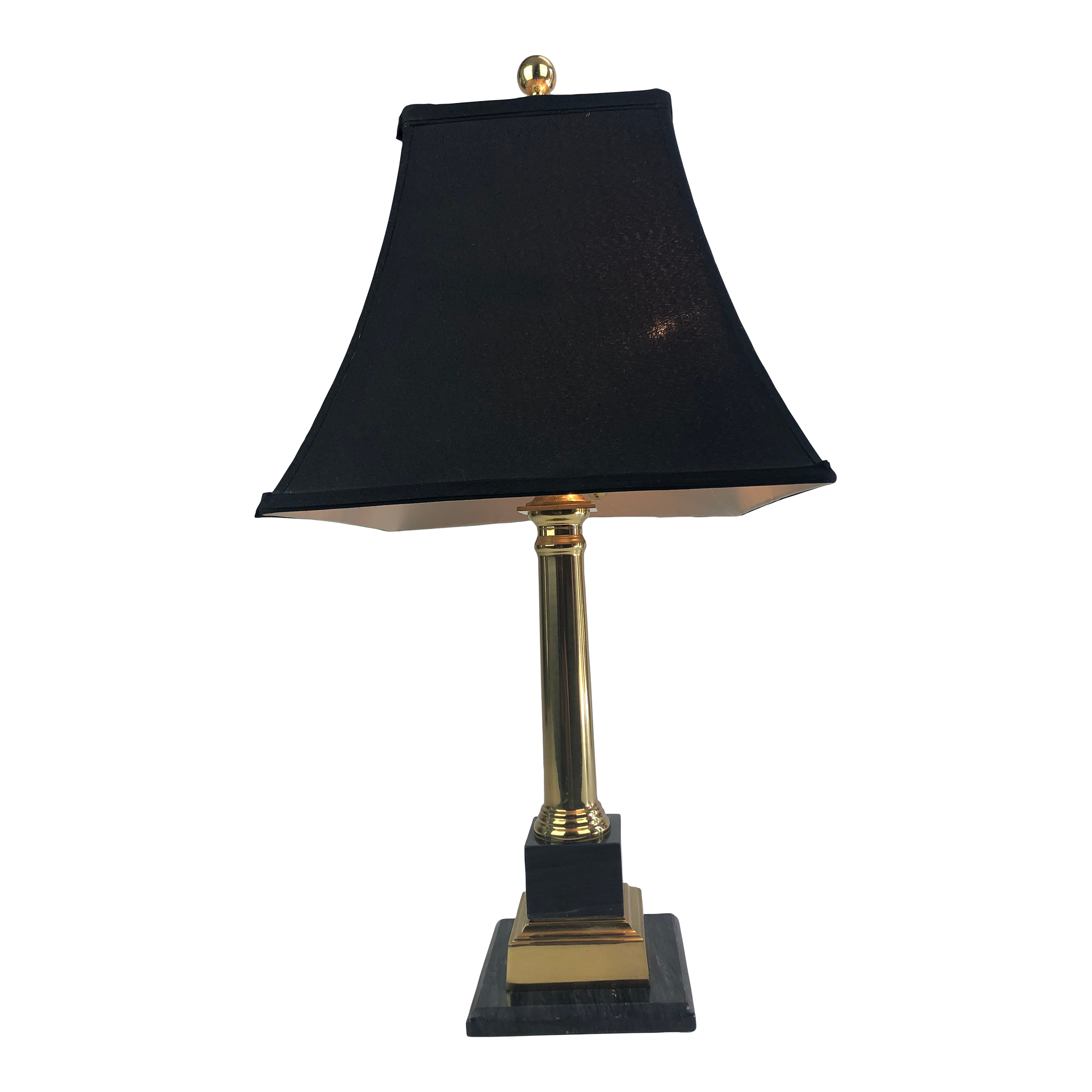 Vintage Neoclassical Brass Column on Marble Base Table Lamp Chairish