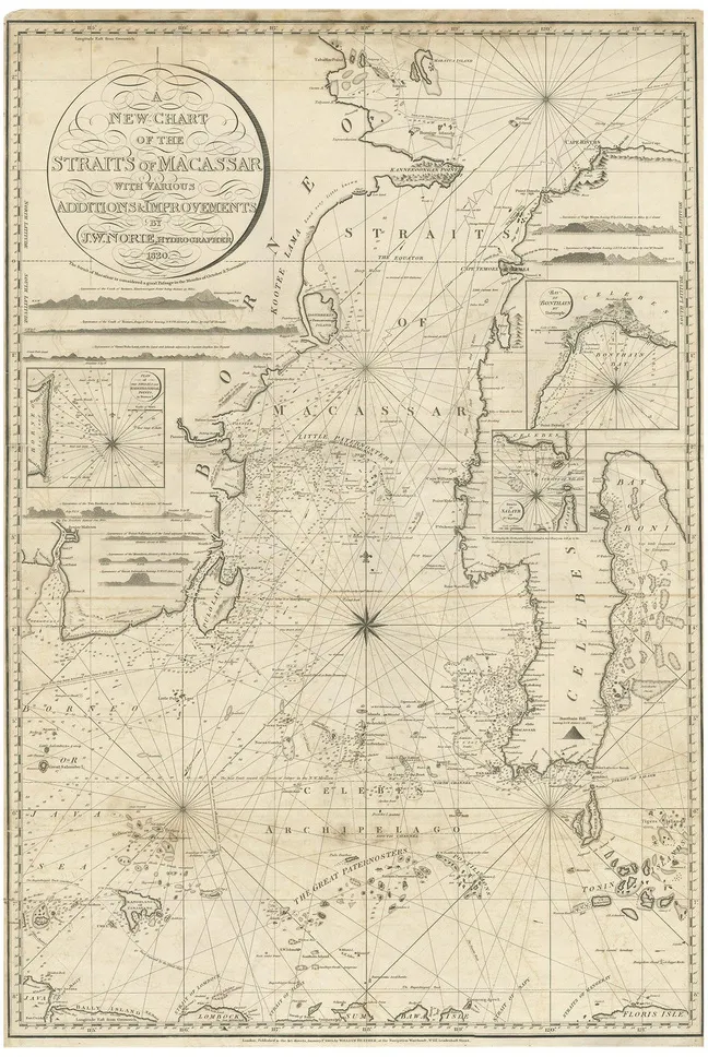 Antique Chart of the Straits of Makassar, 1820
