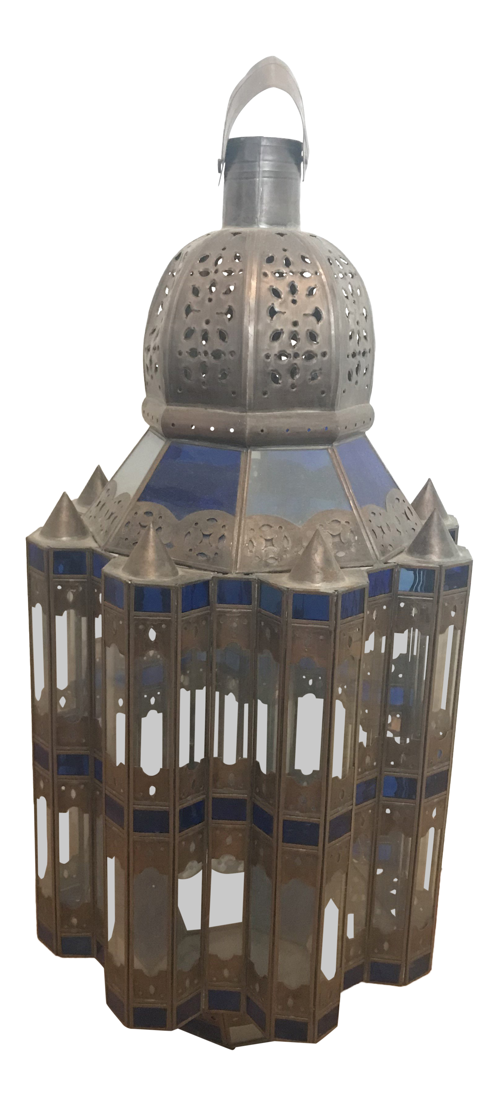 1960s Moroccan Brass And Cerulean Glass Lantern Chairish