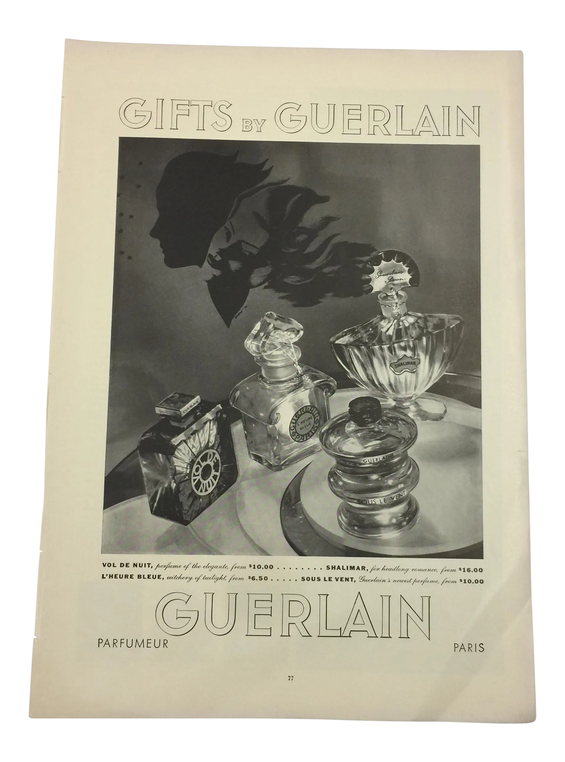ヴィンテージ広告　GUERLAIN　パヒューム 1964 print ad - Guerlain Shalimar pretty lady vintage