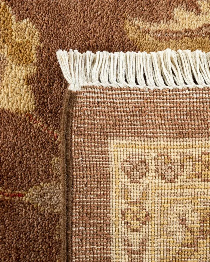 Eclectic, One-of-a-Kind Hand-Knotted Area Rug in Brown, 12\' 0\