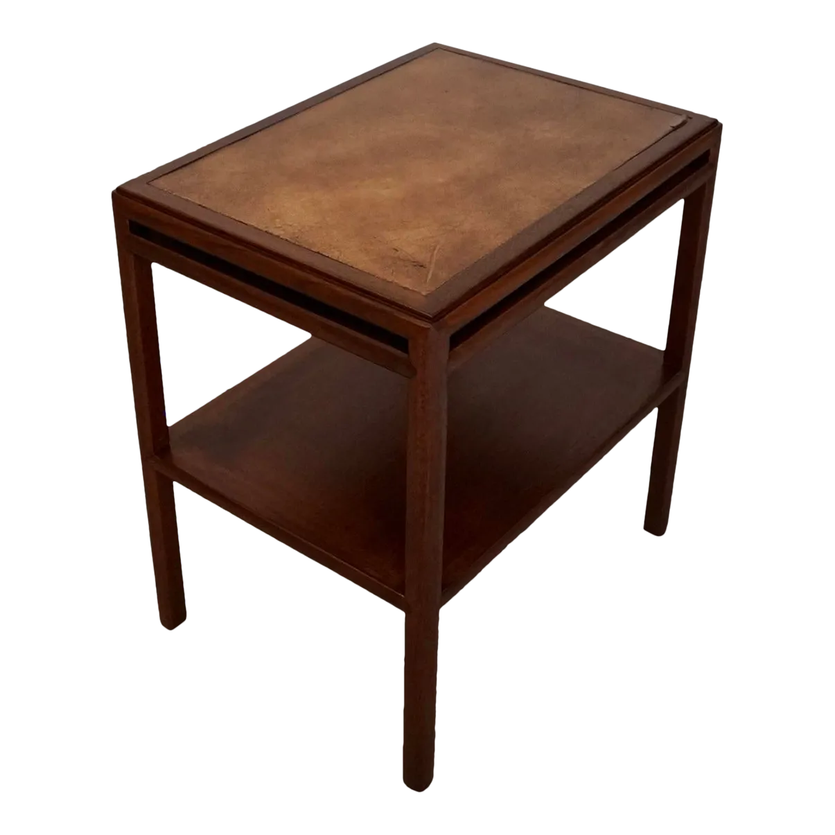 MidCentury Modern Leather Top Side Table Chairish