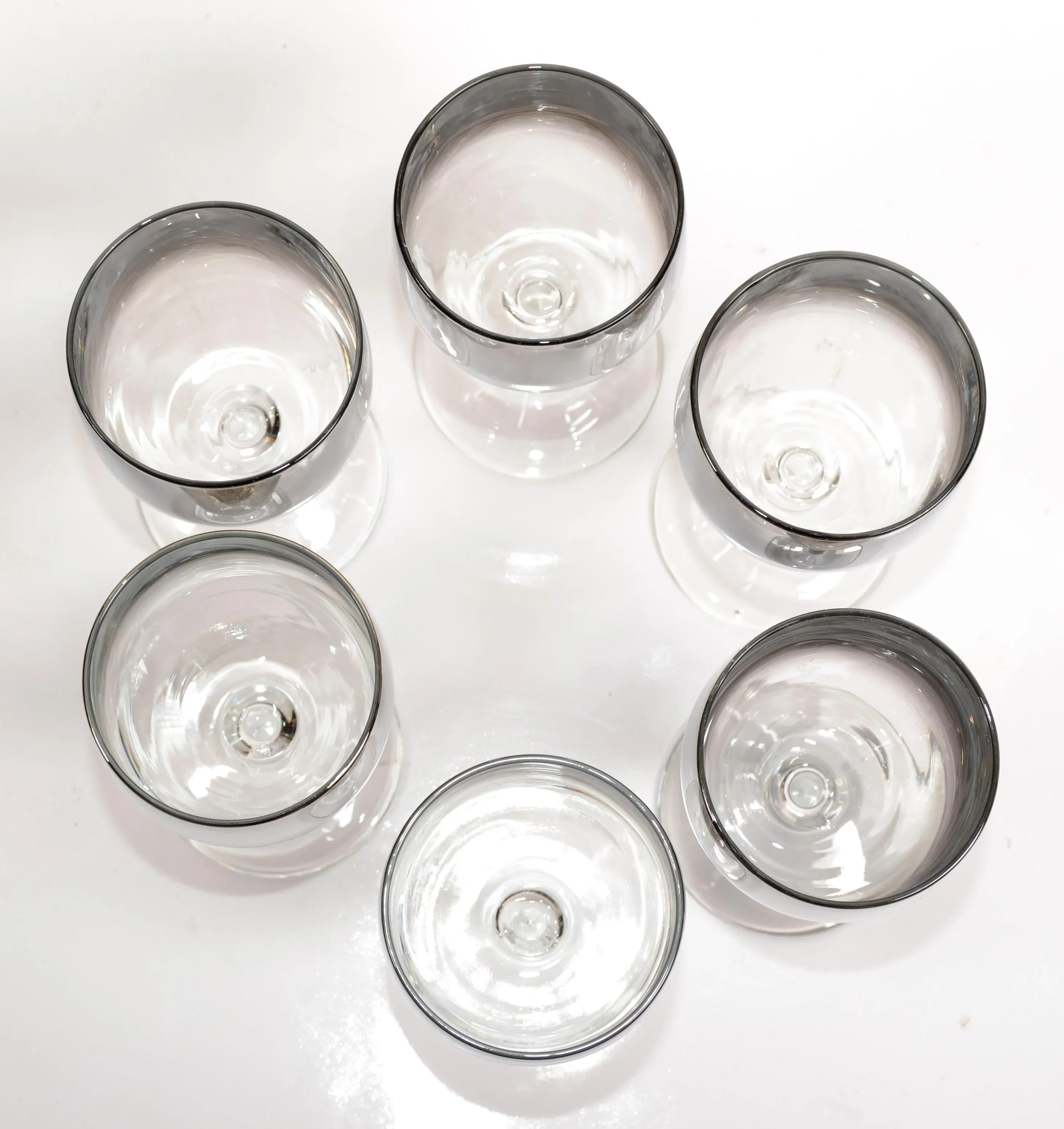 Vintage Silver Fade 1970 Dorothy Thorpe Style Ombre Metallic Color Wine  Glass Stemware- Set of 6