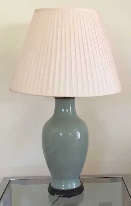 19th Century Chinese Monochrome Celadon Glaze Porcelain Vase as a Table Lamp