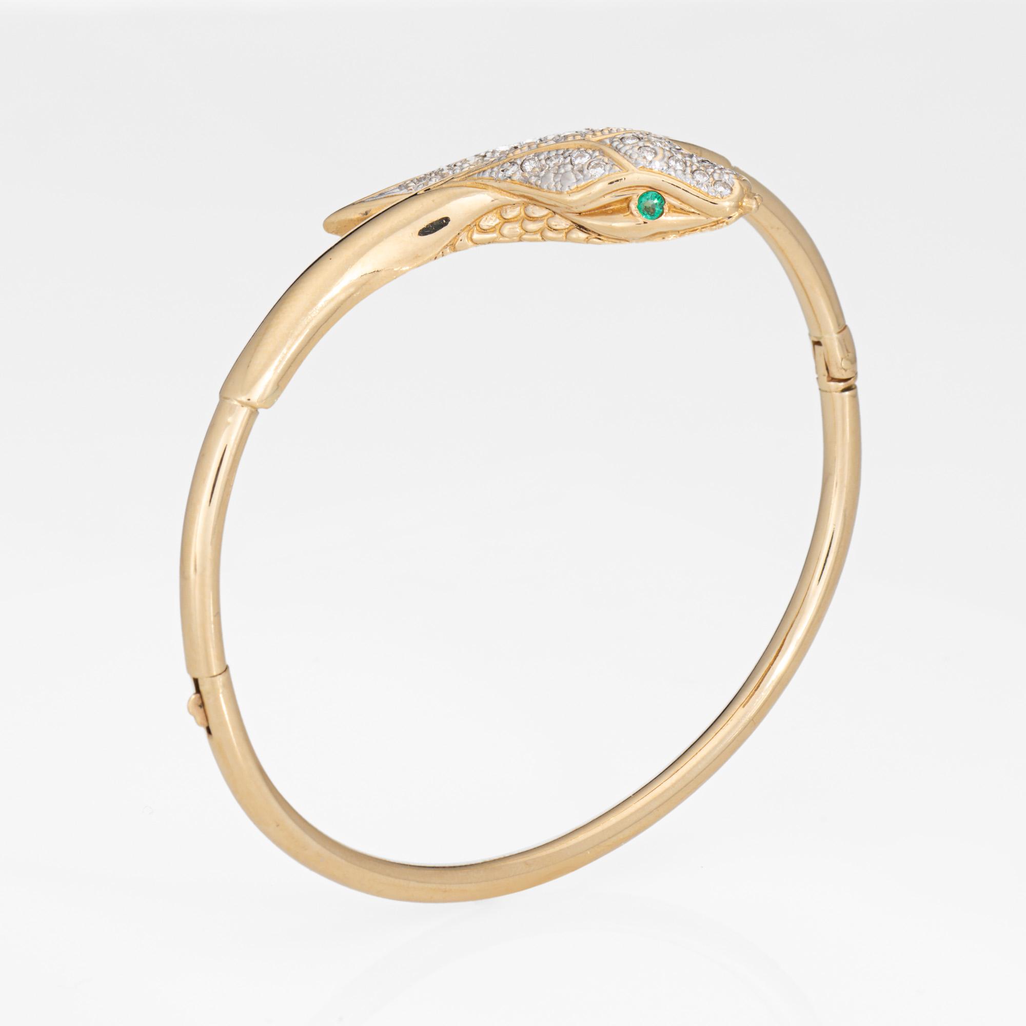 Late 20th Century Vintage Snake Bangle Bracelet Diamond 14k