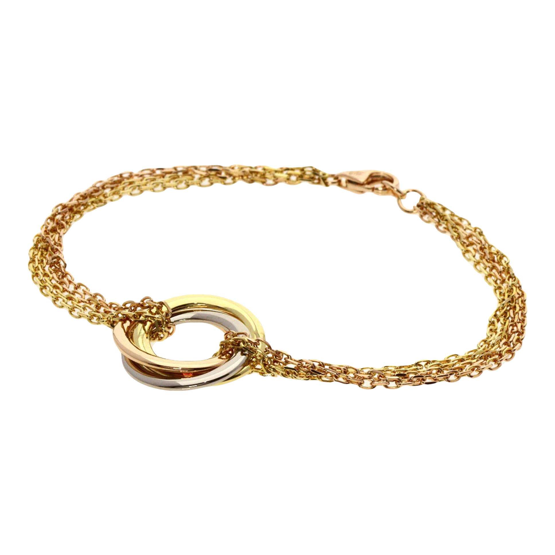 Cartier Trinity Triple Circle 4 Chain Bracelet K18 Yellow Gold