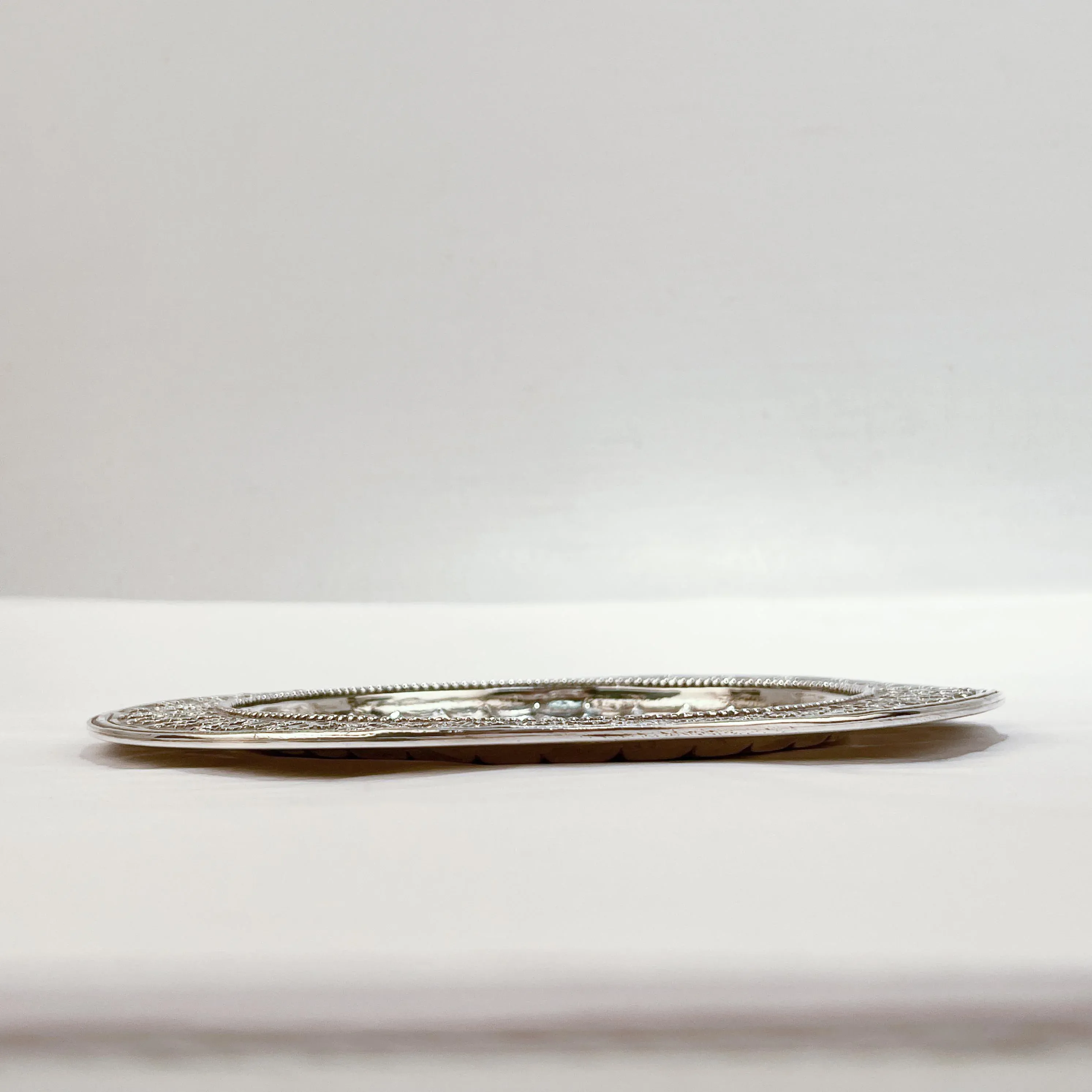 Antique Gilded Age Signed E F Caldwell New York Silver Plated Dish or Plate