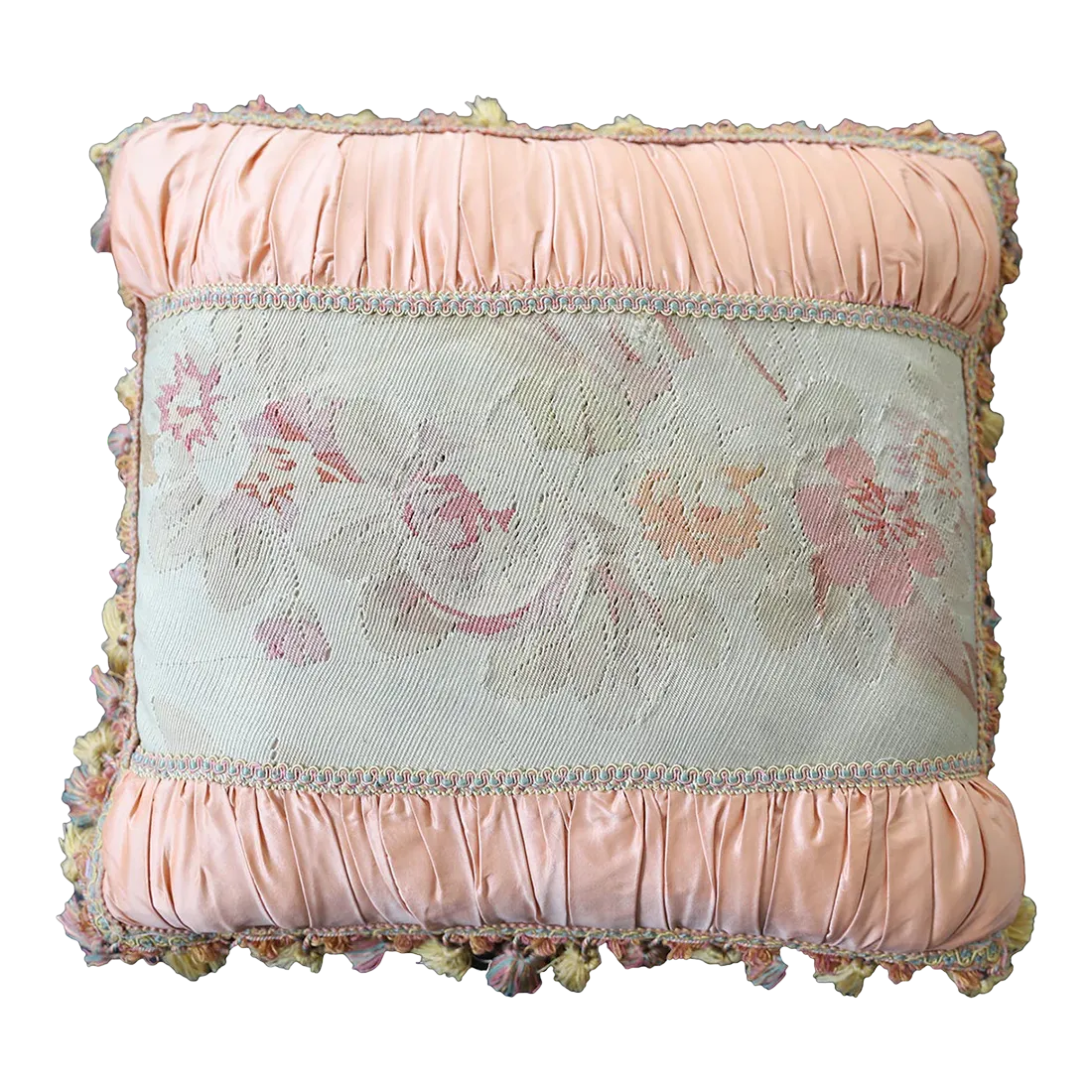 Lacrauds Freshwater Crab, Sumatra, 1887, PaperPink and Cream French Aubusson Pillow