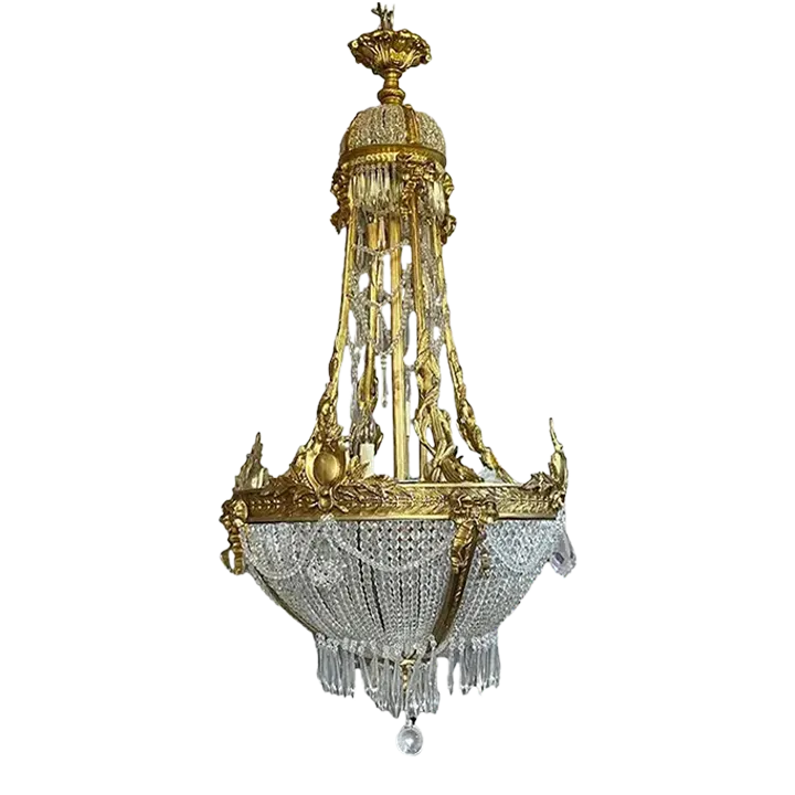 1860's French Empire Chandelier in Bronze With Crystal