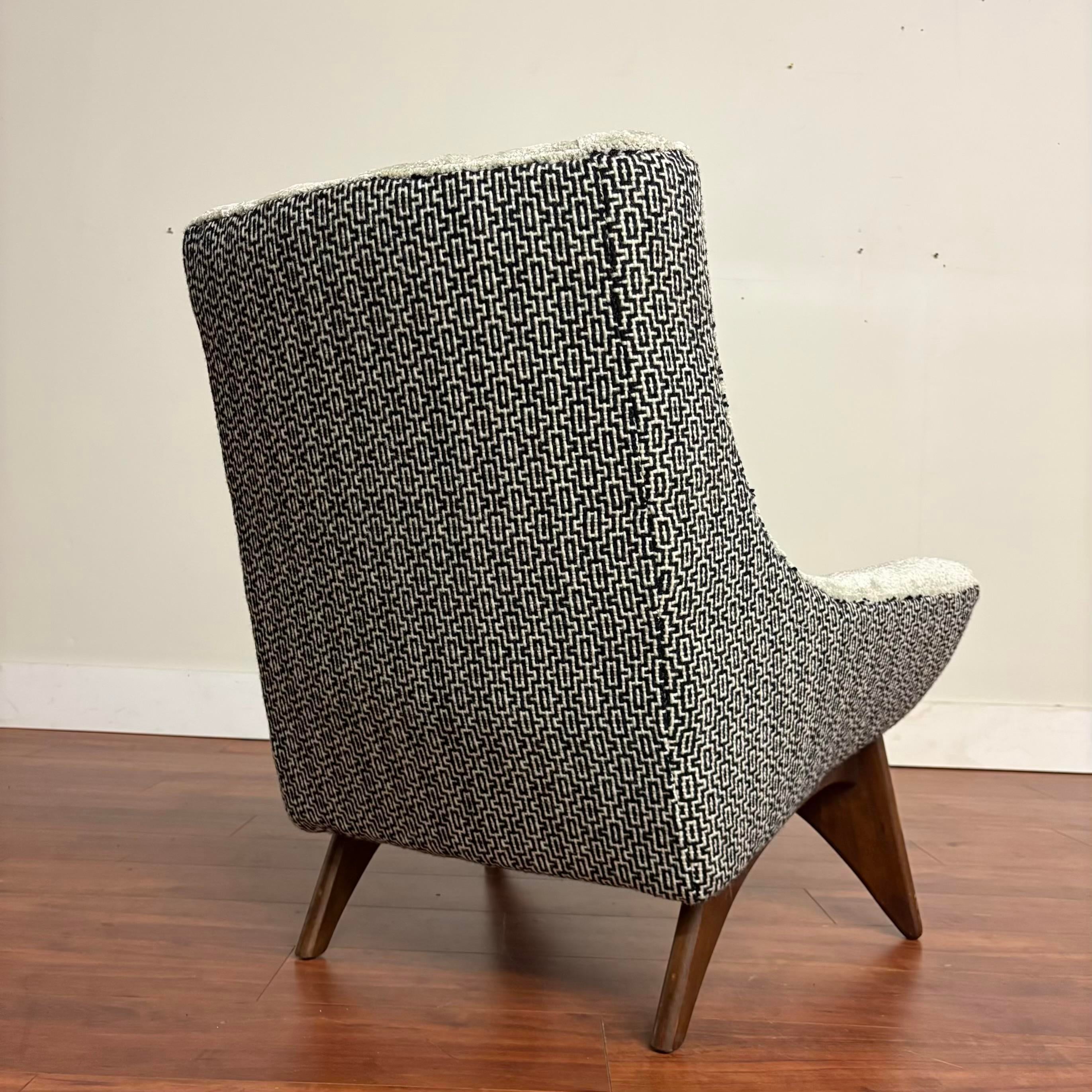 Mid-Century Adrian Pearsall Lounge Chair, Newly Reupholstered in Knoll Ita & Nobilis Arctique