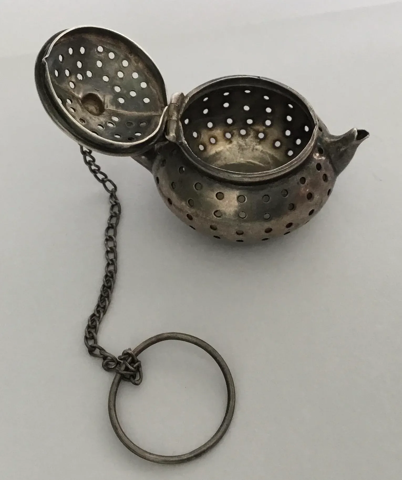 Antique Sterling Silver “ Teapot” Tea Strainer