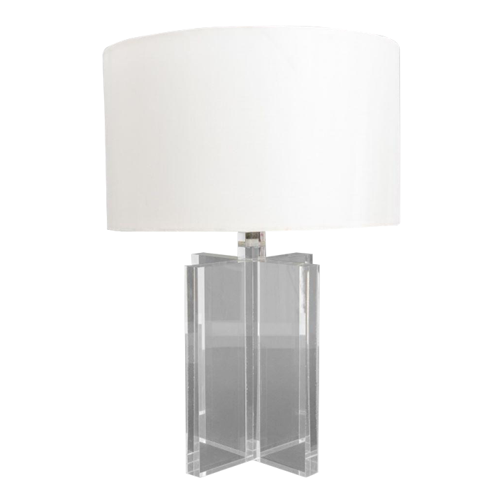 Modern Rectangular Acrylic Table Lamp | Chairish