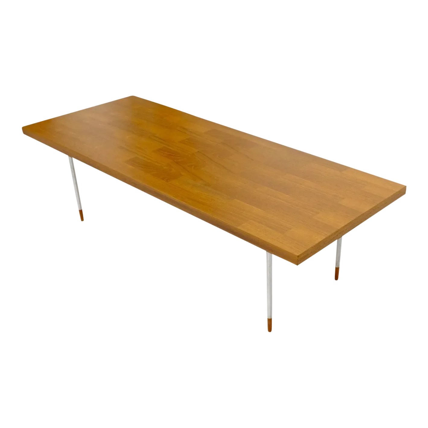 Danish MidCentury Modern Rectangle Coffee Table on Chrome Cylinder