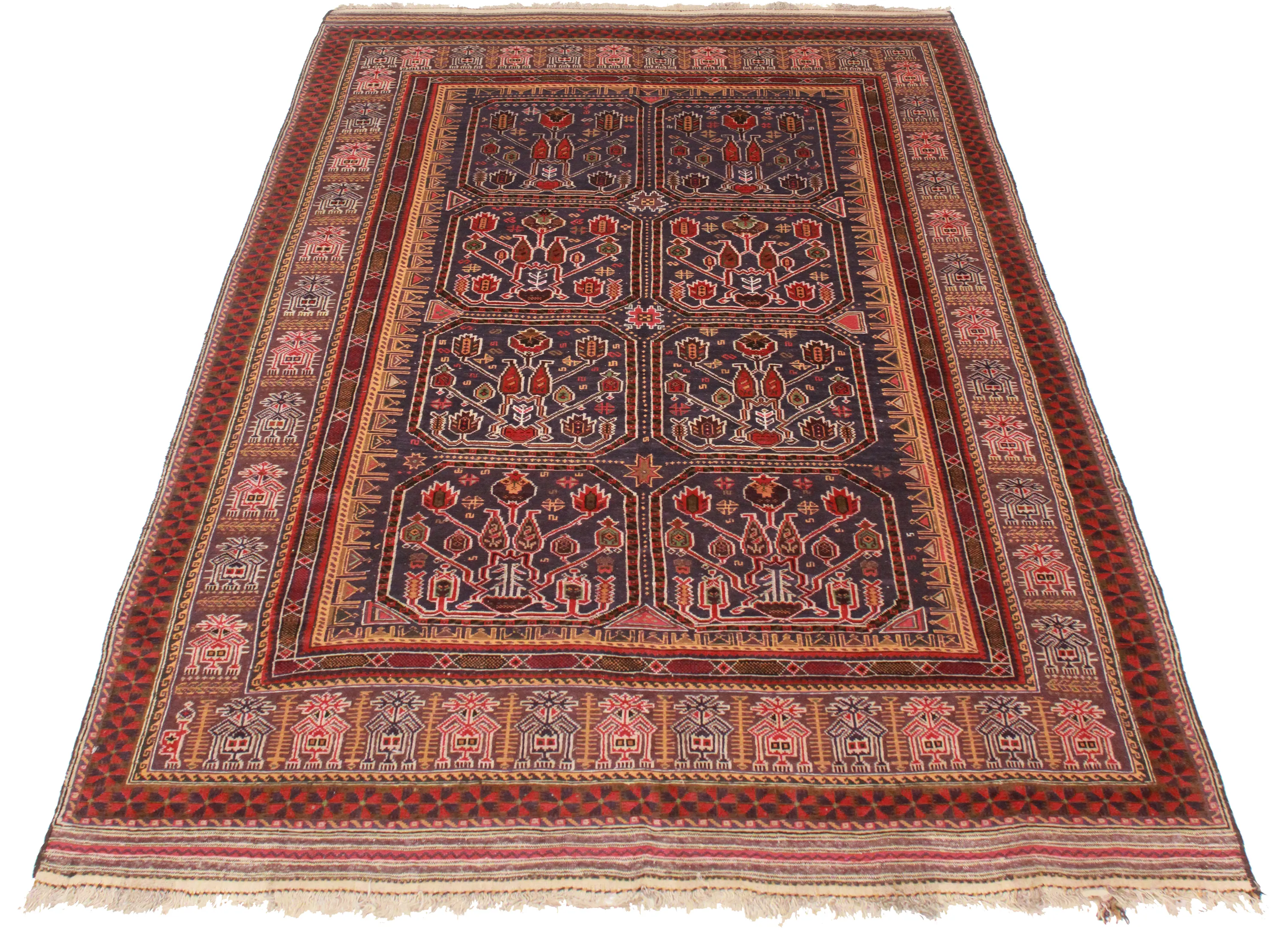 Vintage Hand-Woven Soumak - 6′4″ × 9′2″
