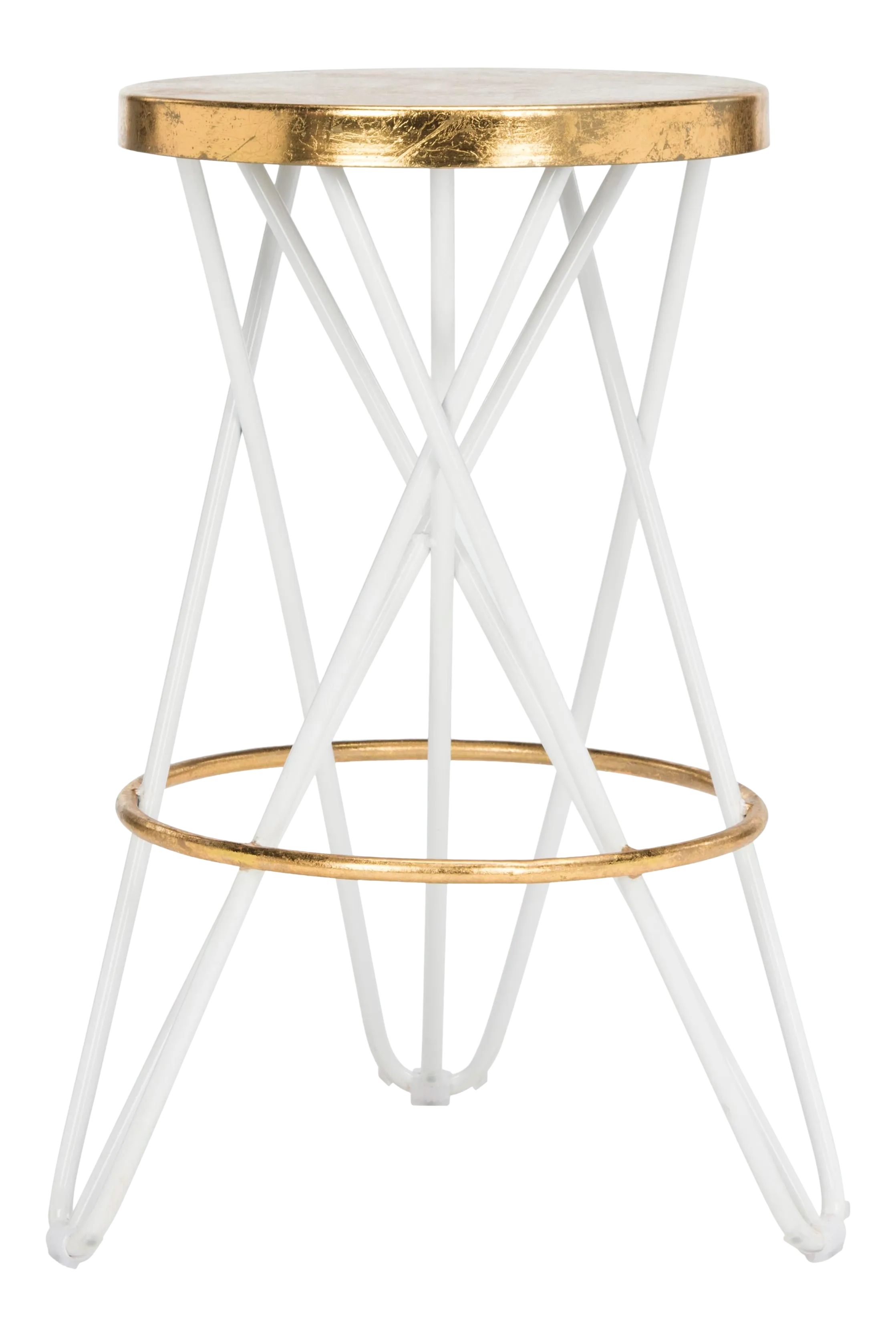 Counter Stool, White & Gold Chairish