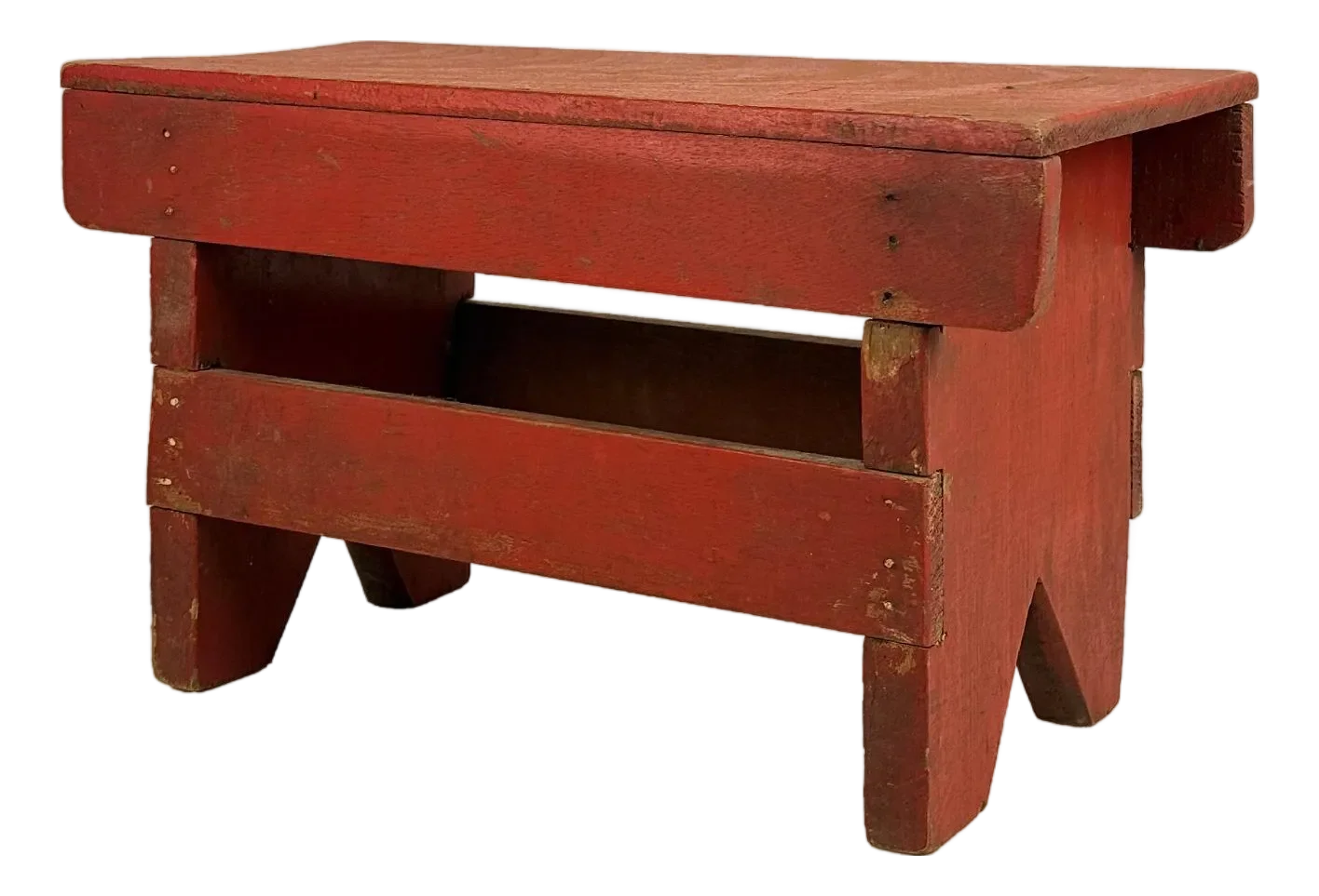Antique Primitive Farmhouse Red Slatted Milking Stool