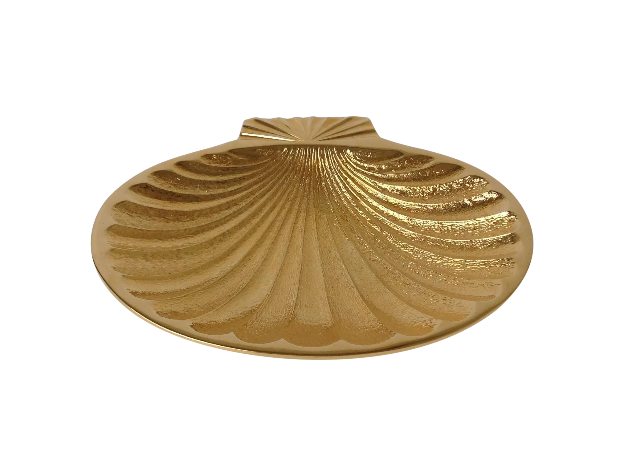 Vintage C.1980's90's 24Karat Gold Plated Fanned ShellShape Ring Dish