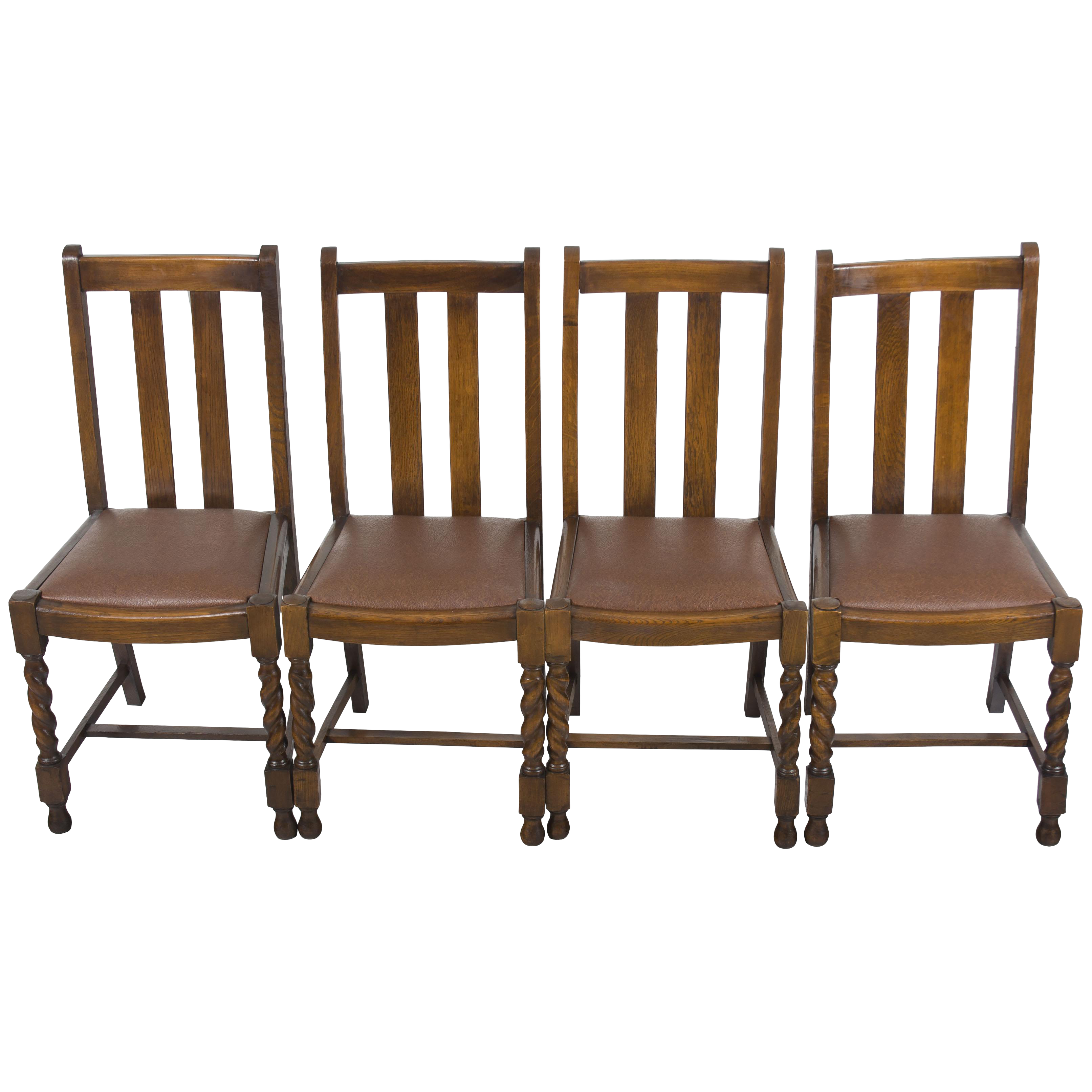 1940s Vintage Barley Twist Dining Room Or Kitchen Chairs Set Of 4
