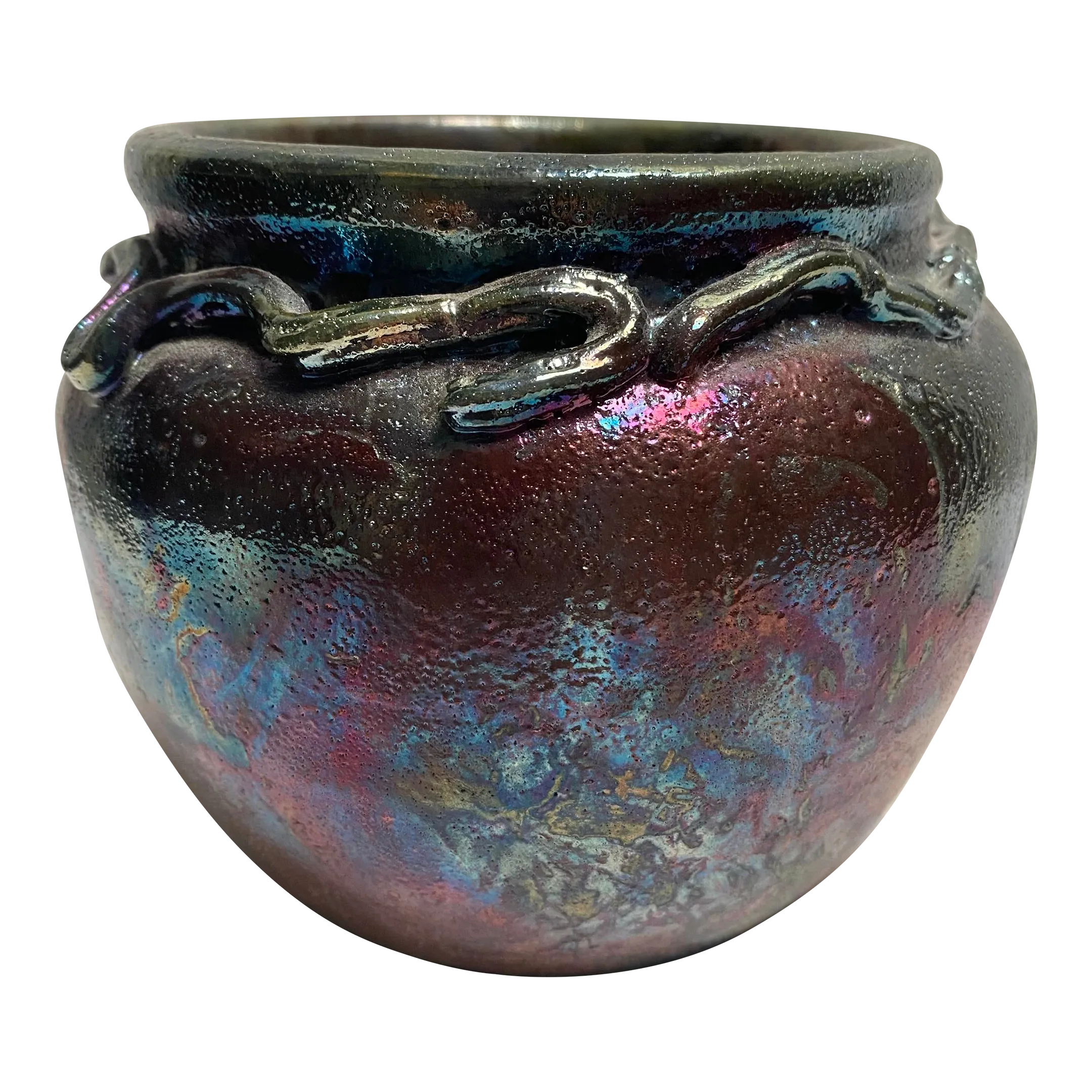 工芸品 Vintage vase from artec Vintage Raku Pottery Vase, Signed Aet | Chairish