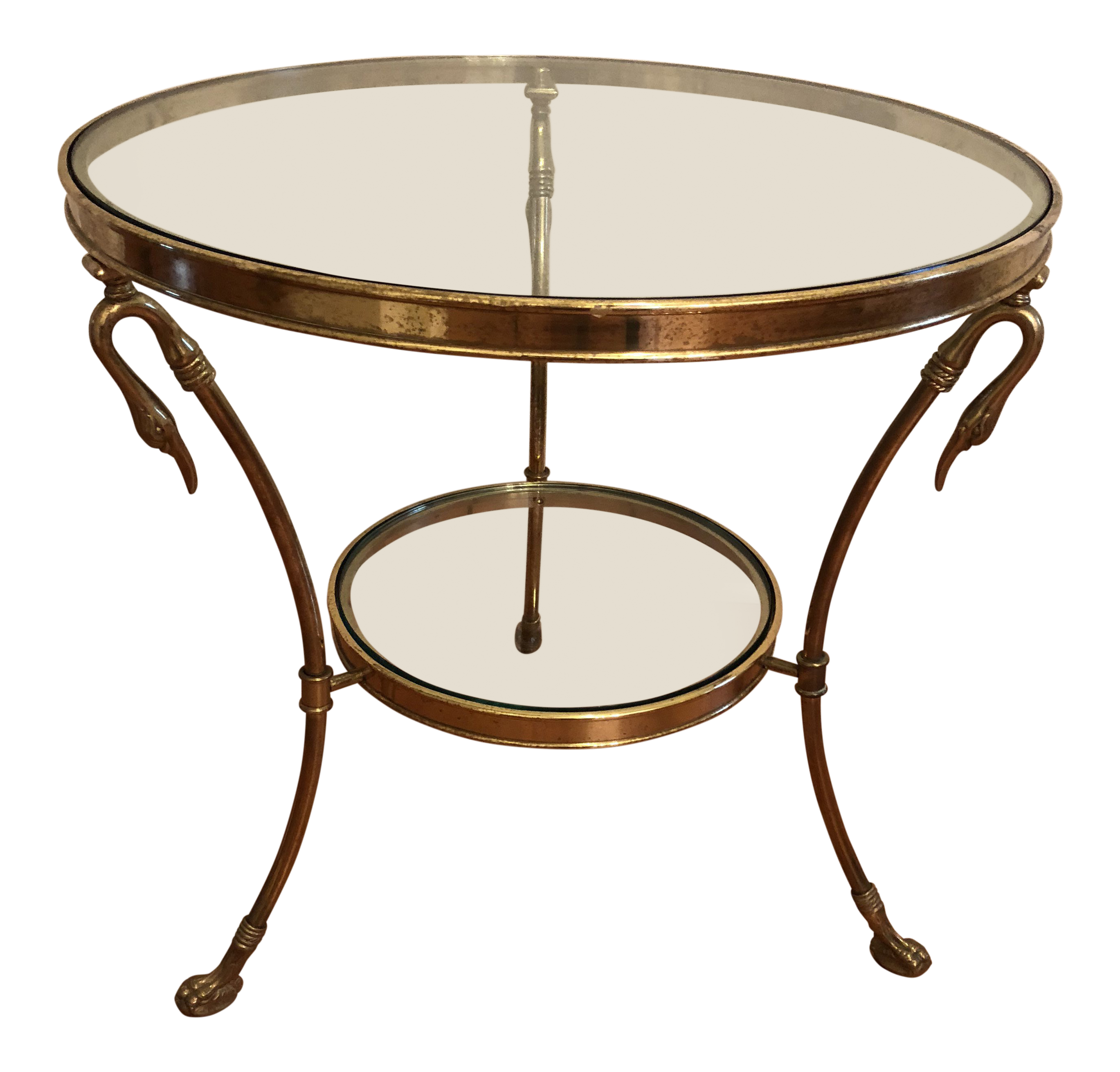 Italian Brass Gueridon Side Table With Swan Head Accents Chairish