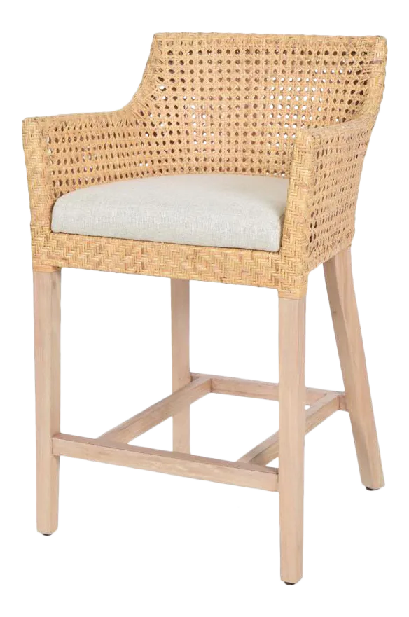 Blora Counter Chair, Beige, Rattan Chairish