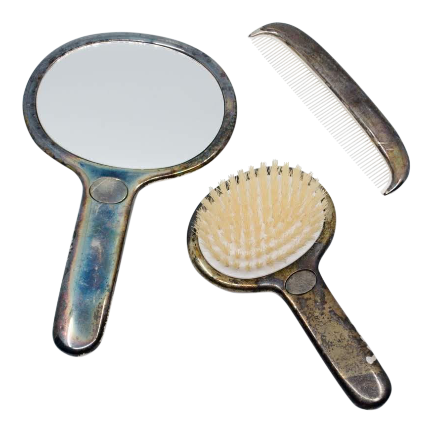 Art Deco SilverPlated Mirror, Brush, and Comb Vanity Set Chairish
