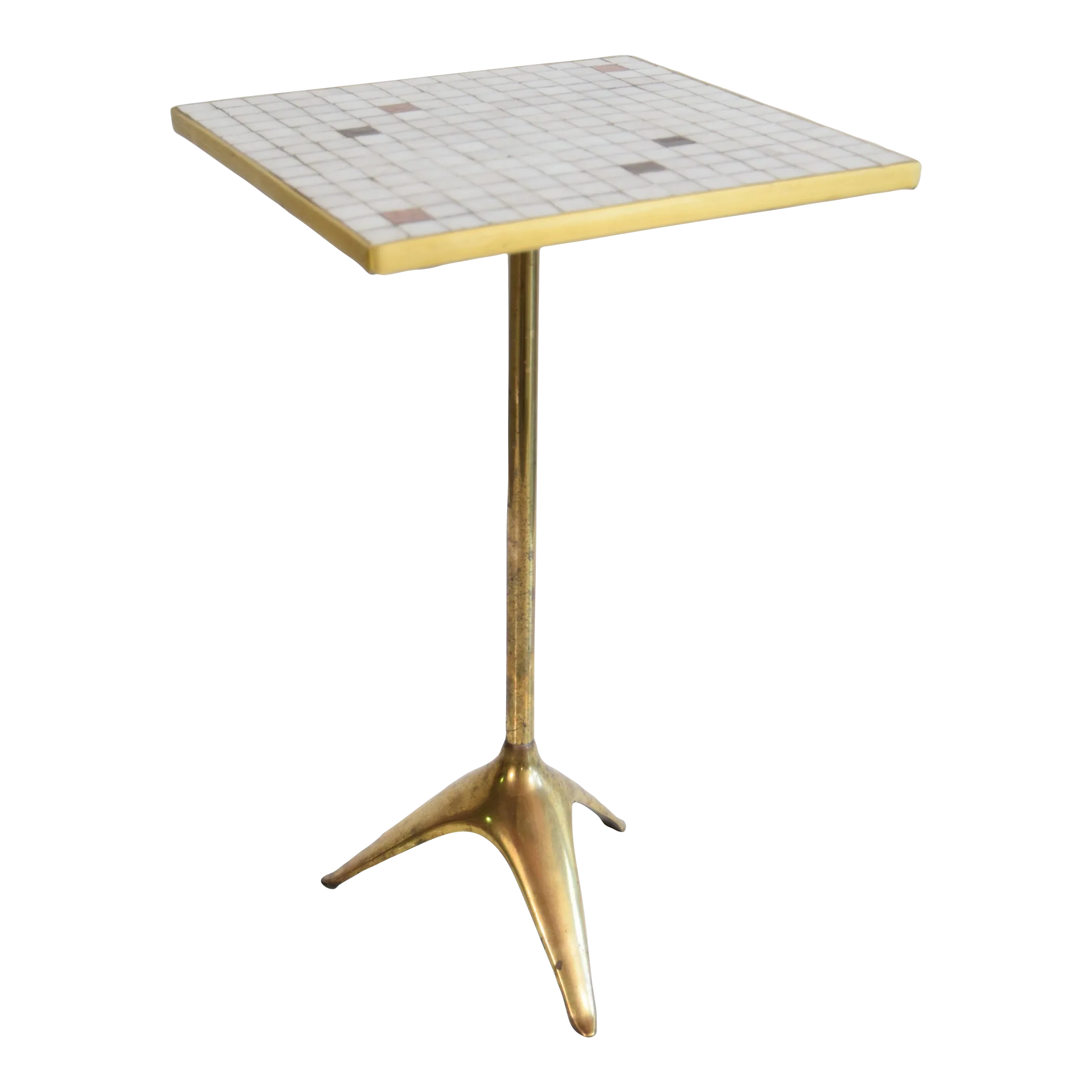 Mid 20th Century Brass and Murano Glass Tile Top Table by Ben Seibel