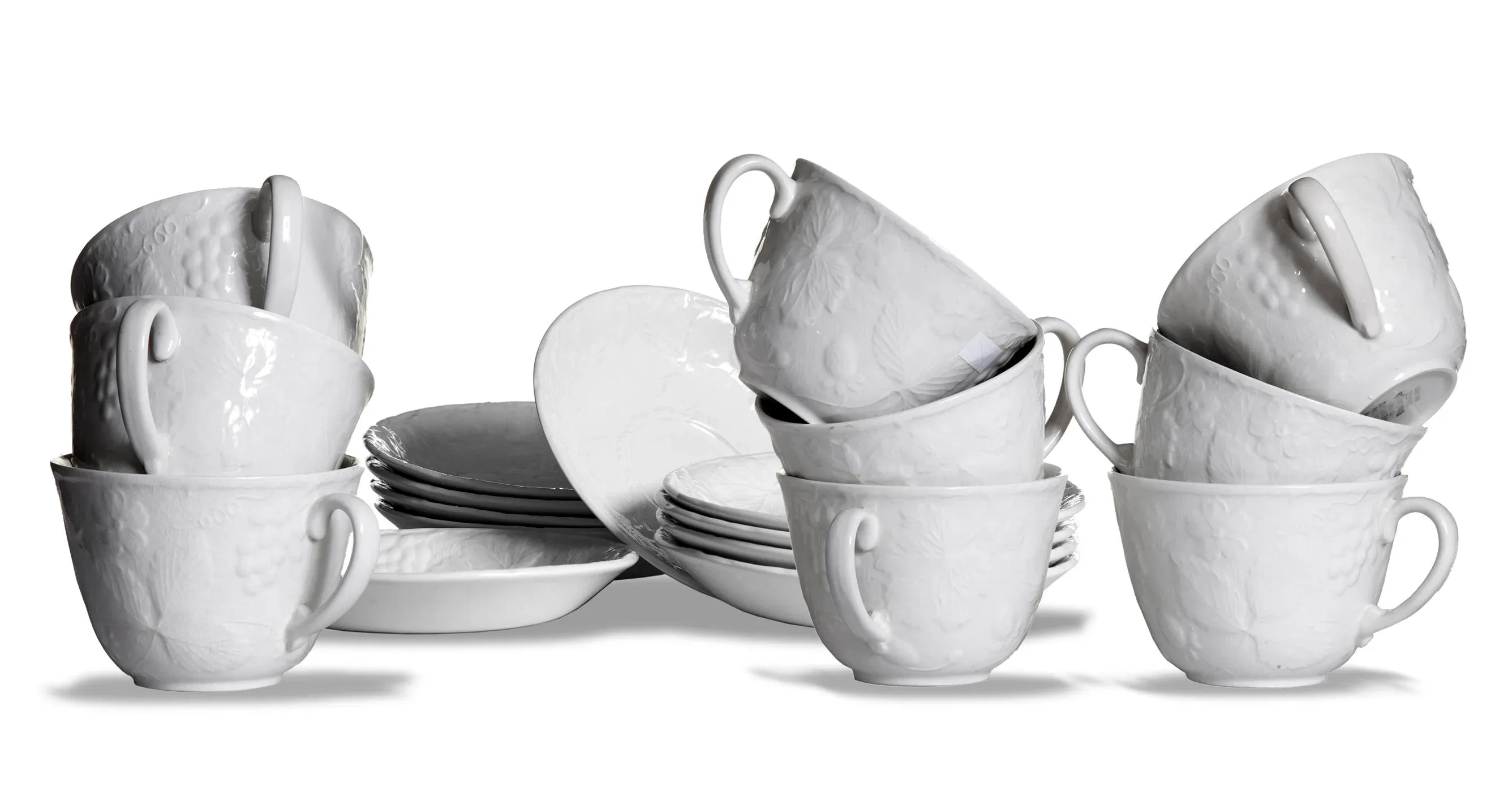 Burgess & Leigh English Ironstone Large Cups & Saucers Set