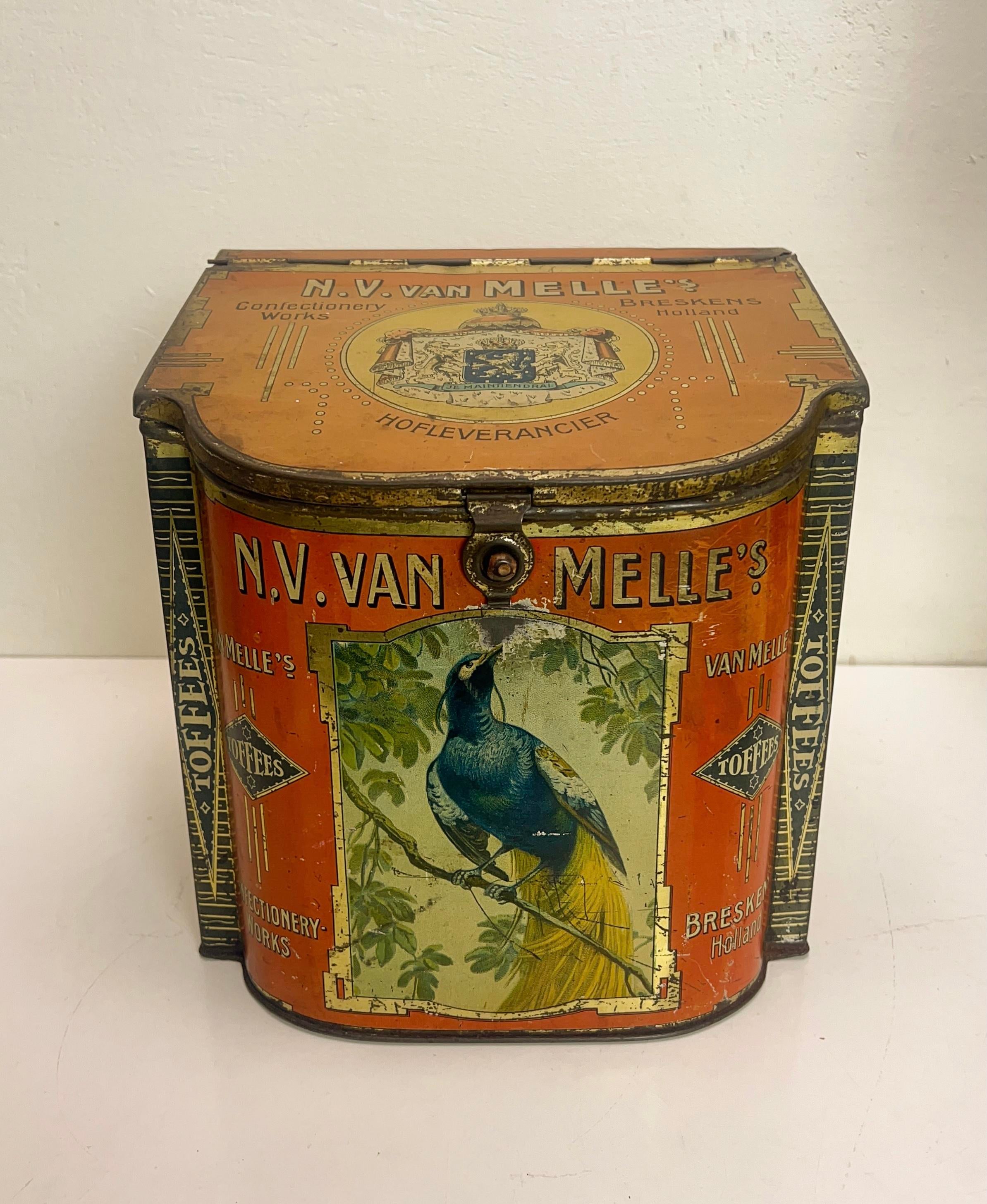Antique Tin Biscuit from Van Melle, the Netherlands, 1920s