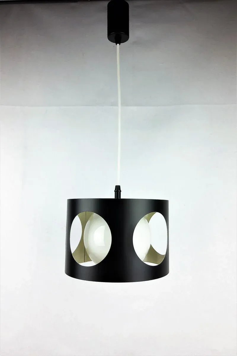 Large Vintage Black Pendant Lamp, 1960s