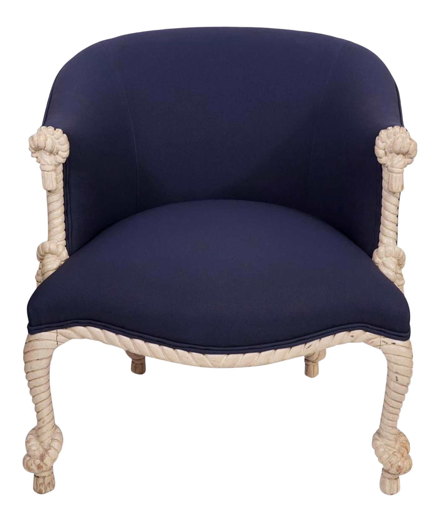 1980s Highland House Carved Wood Rope/Knot/Tassel Frame Chair Chairish