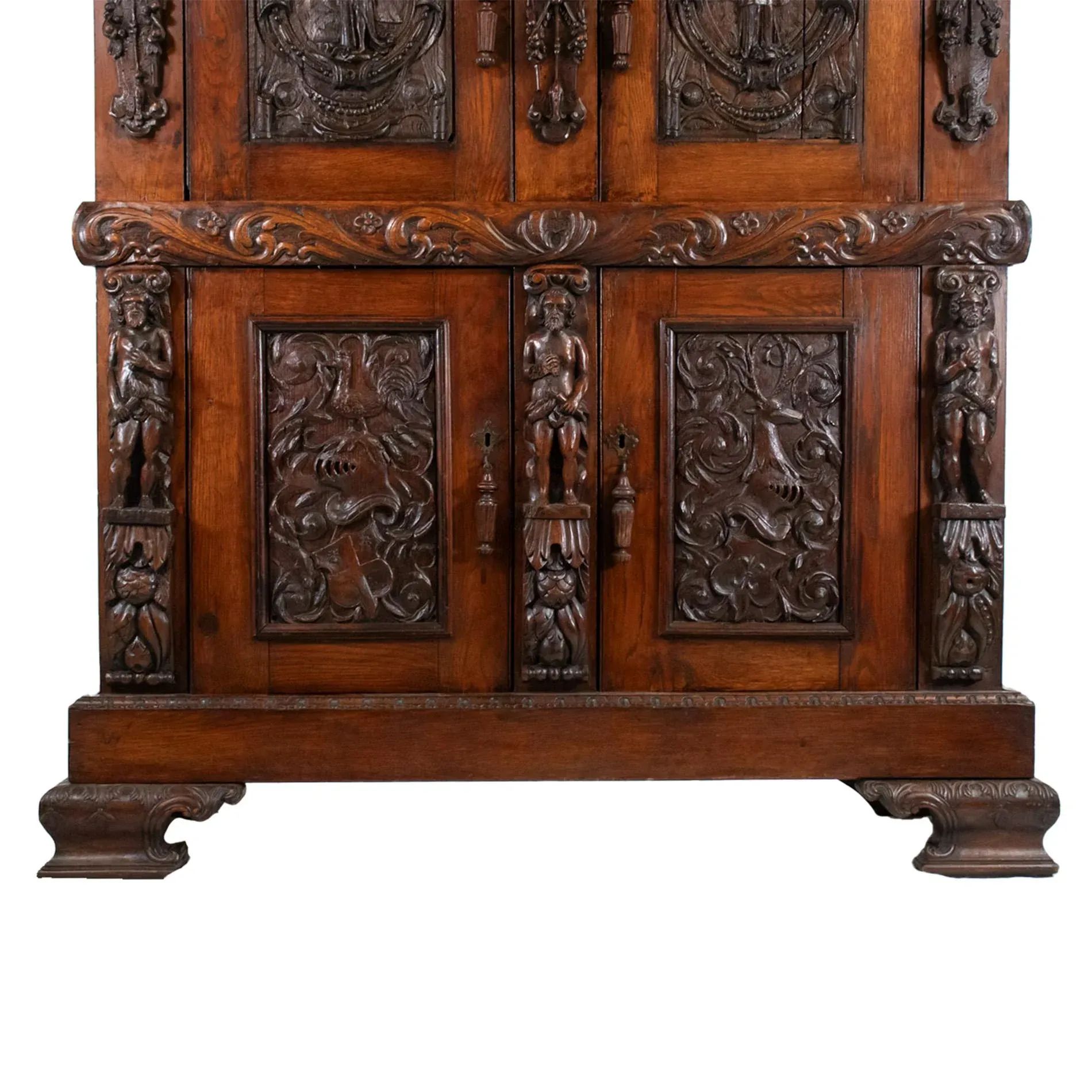 19th Century French Renaissance Revival Cabinet With Ornamental Figural Carvings