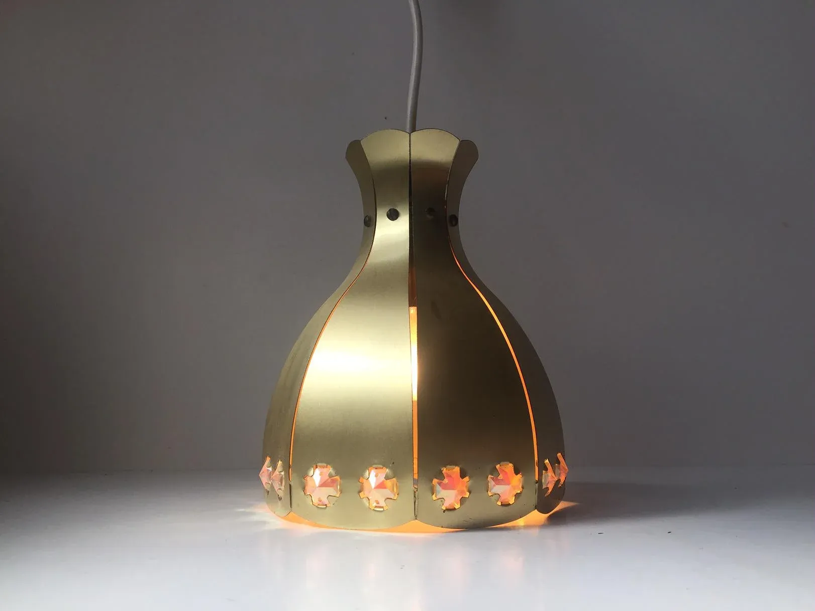 Vintage Danish Brass Pendant Lamp from Coronell Elektro, 1970s