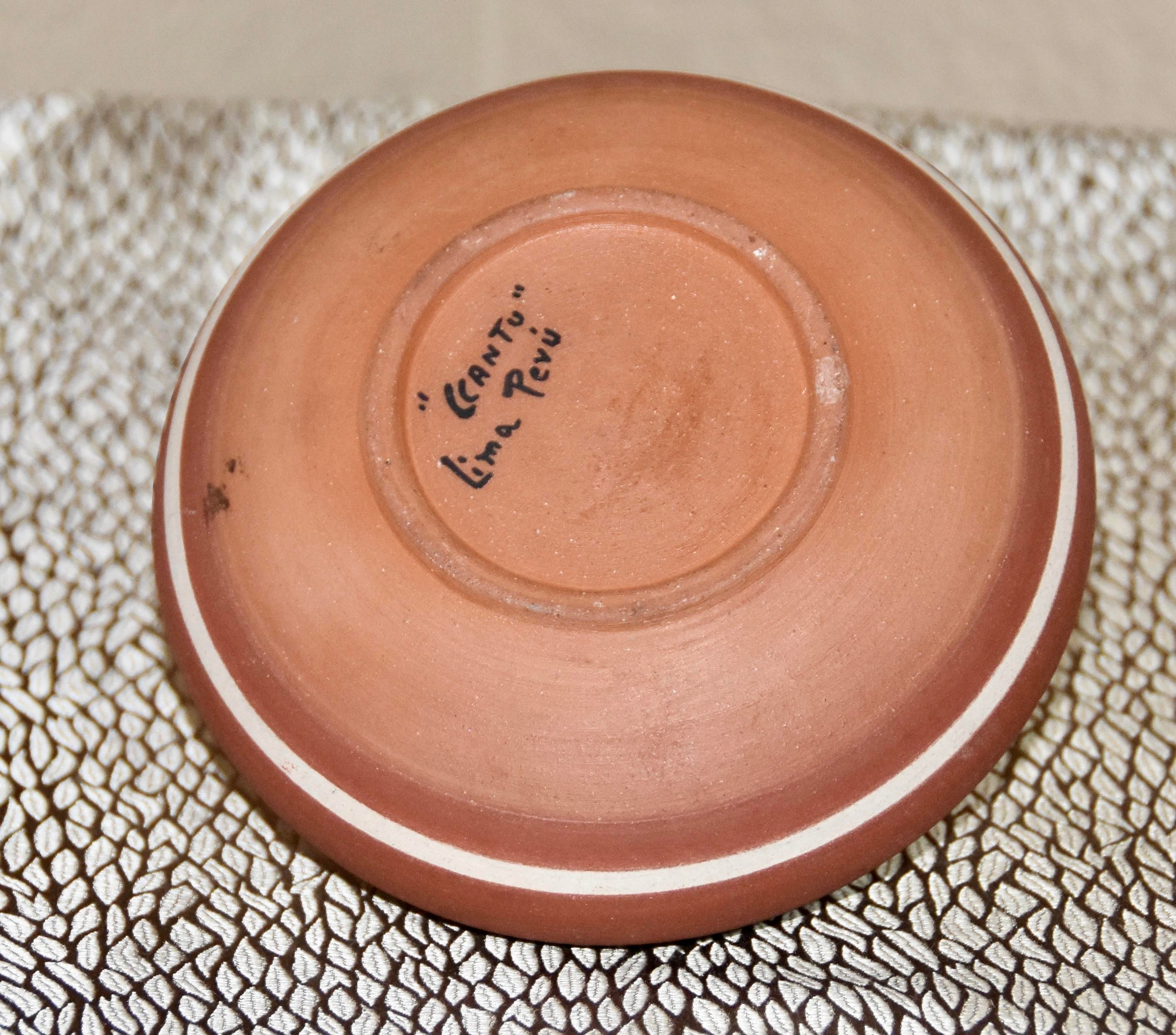 Vintage Hand Crafted Ccantu Red Clay / Barro Rojo Seed Pot Peruvian Primitive Pottery