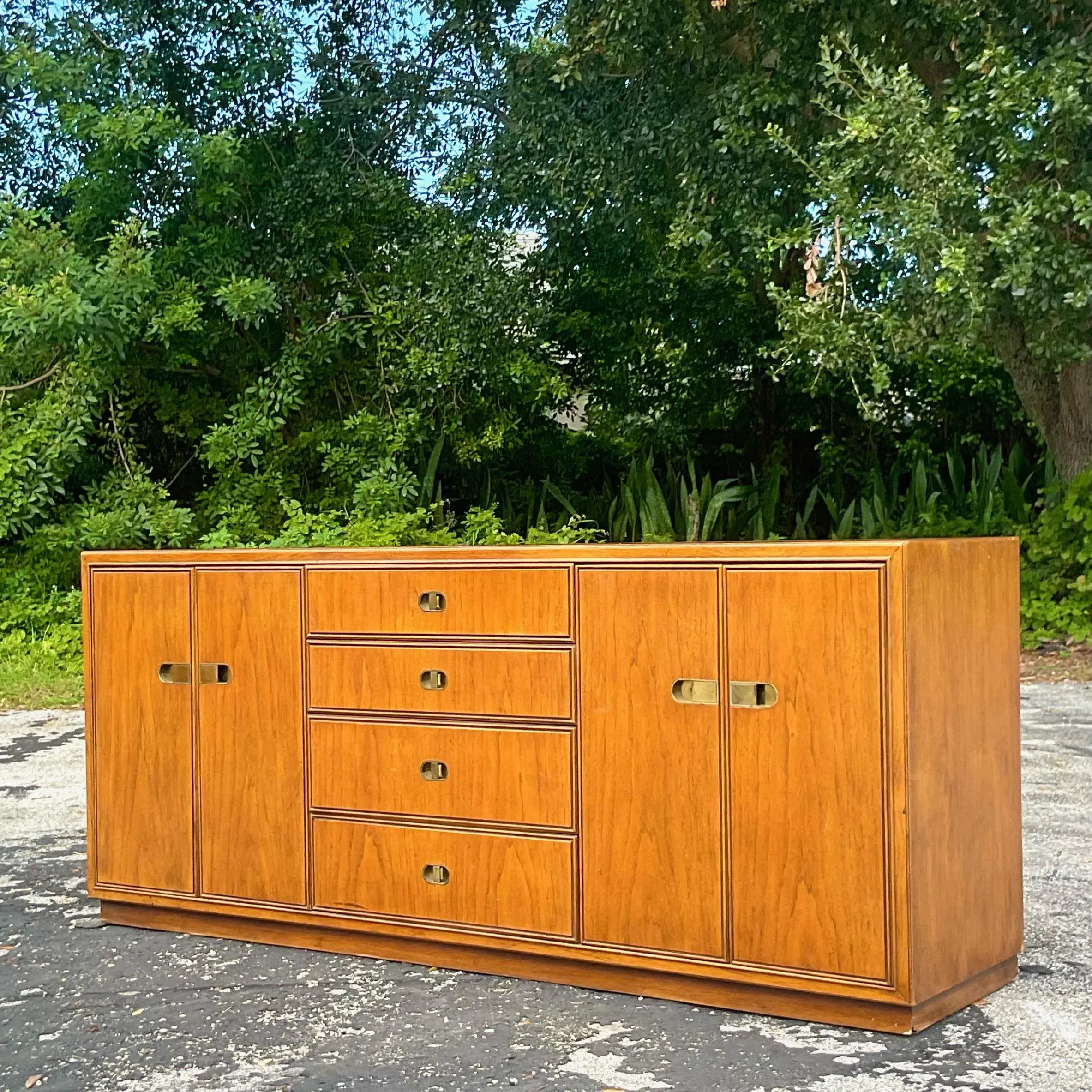 Late 20th Century Vintage Drexel Three Section Credenza | Chairish