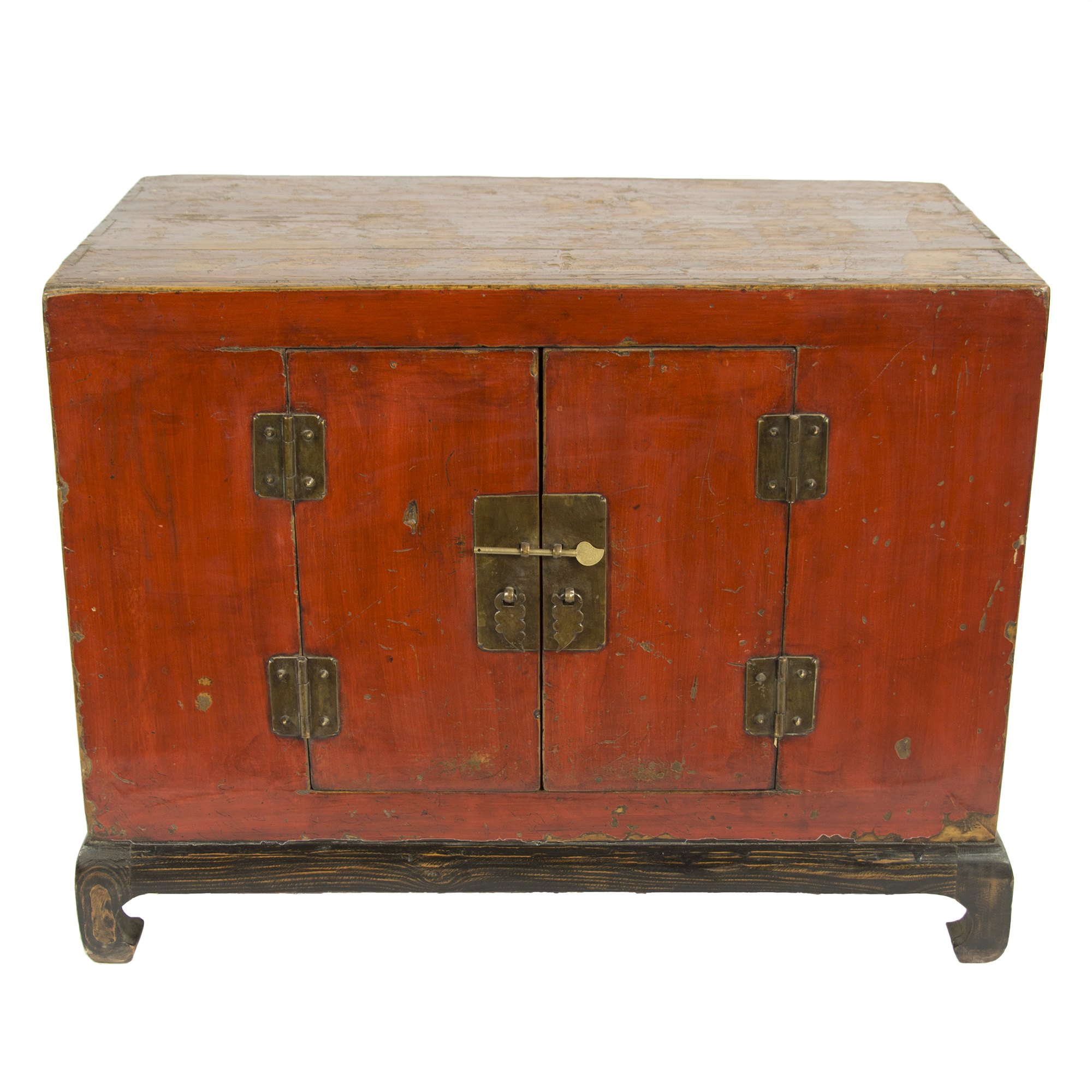Chinese Antique Red Chest With Black Base Chairish