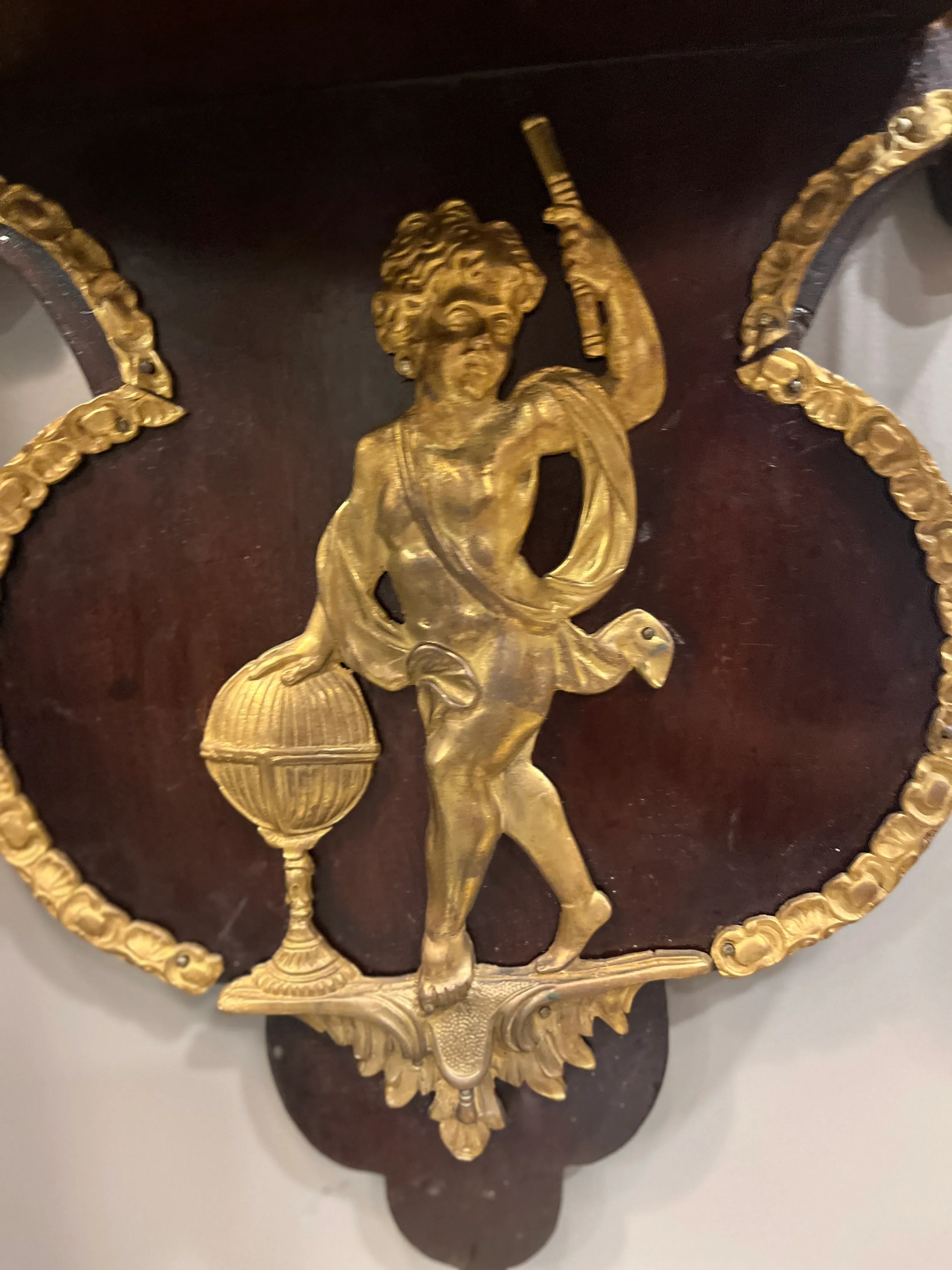 19th Century Pair Napoleon III Mahogany and Ormolu Neoclassical Wall Brackets