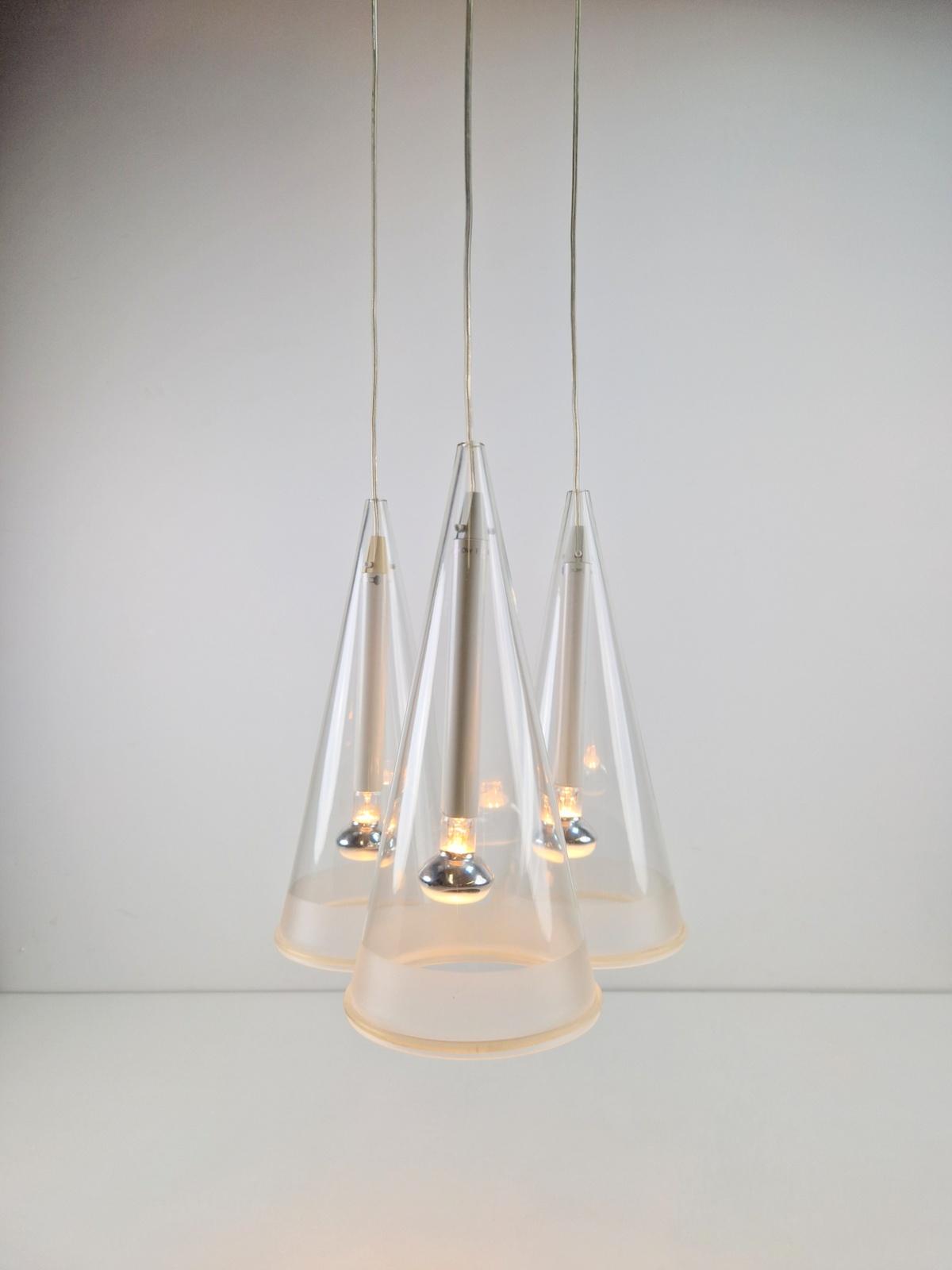 ☆ヴィンテージ品☆FLOS FUCSIA ACHILLE CASTIGLIONI Italian Glass Fucsia 3 Pendant Lamp by Achille Castiglioni for