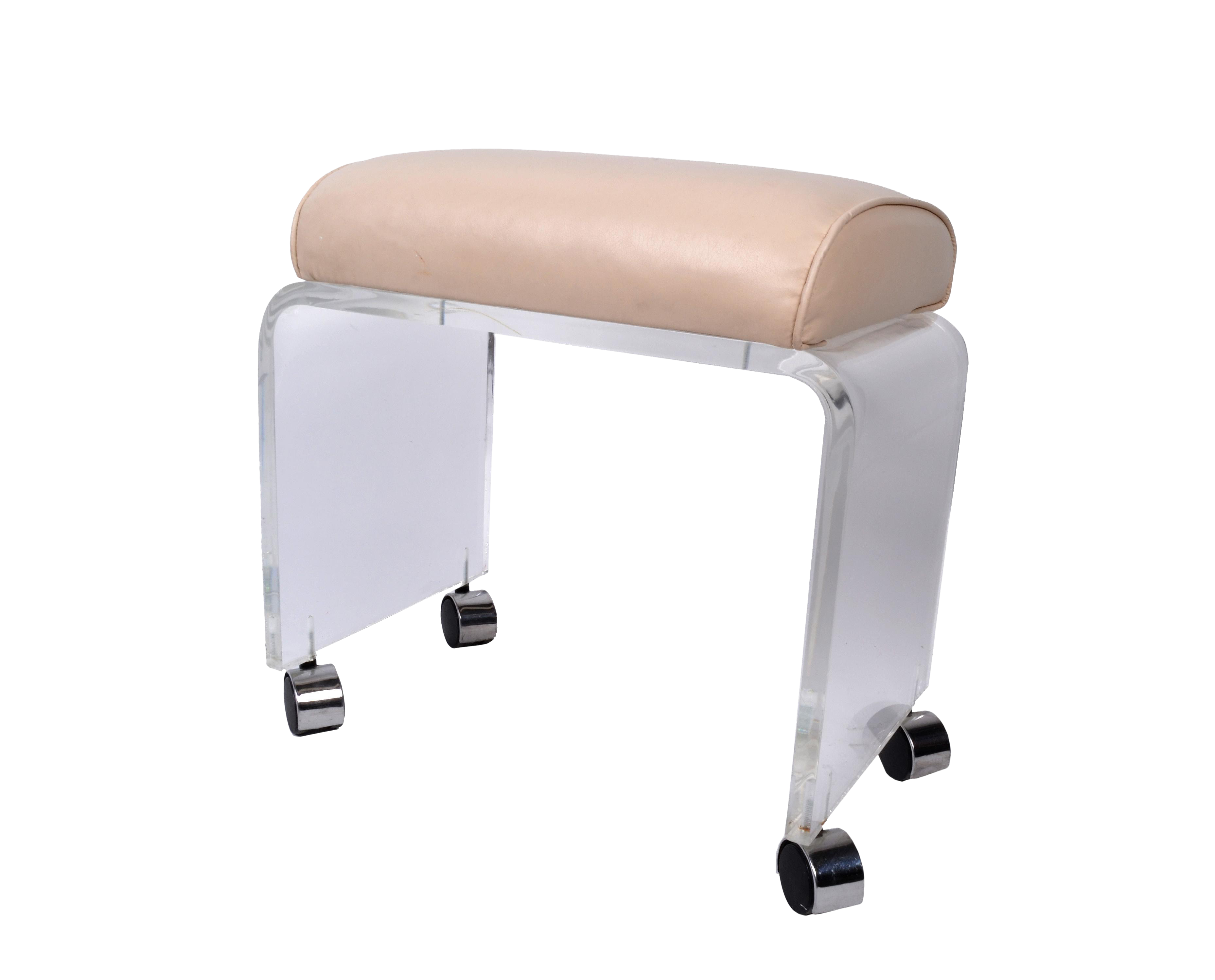 MidCentury Modern Lucite and Vinyl Stool on Casters Chairish