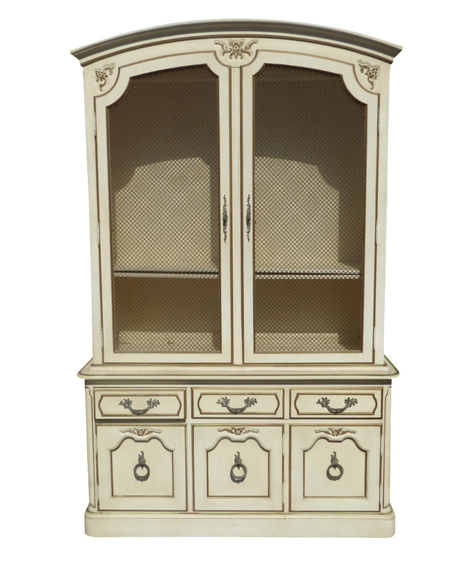 Thomasville French Country Carved Off White Hutch Chairish