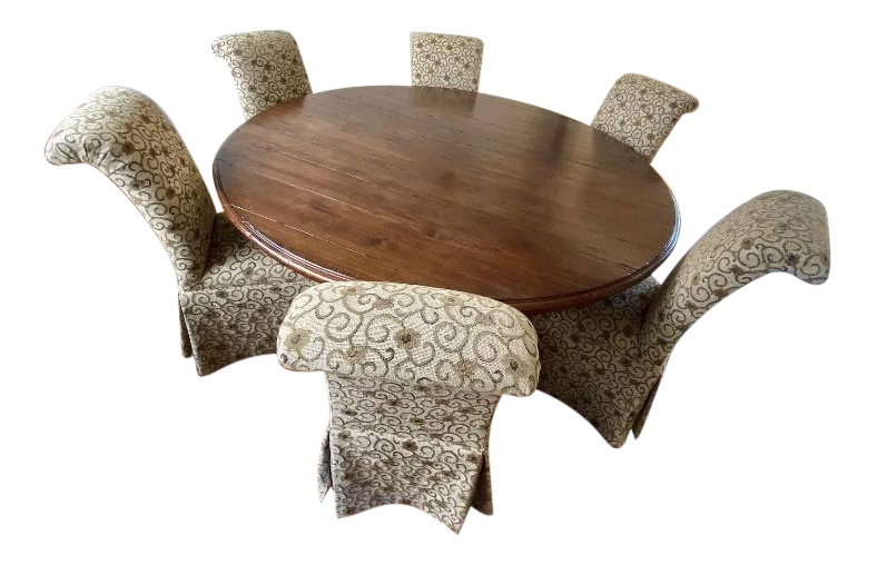 Walter E. Smithe 72" Round Table & 6 Chairs | Chairish