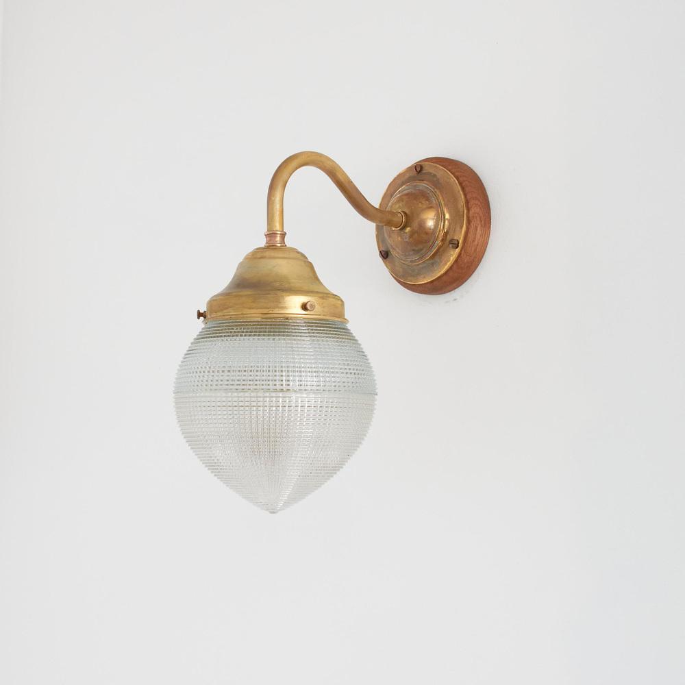 Decorative Acorn Holophane Brass Wall Light