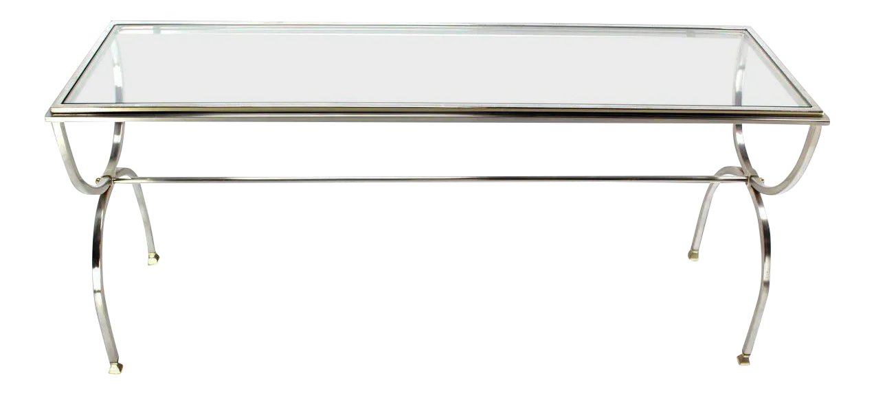Vintage Mid Century Chrome Brass & Glass Top Console Table Chairish