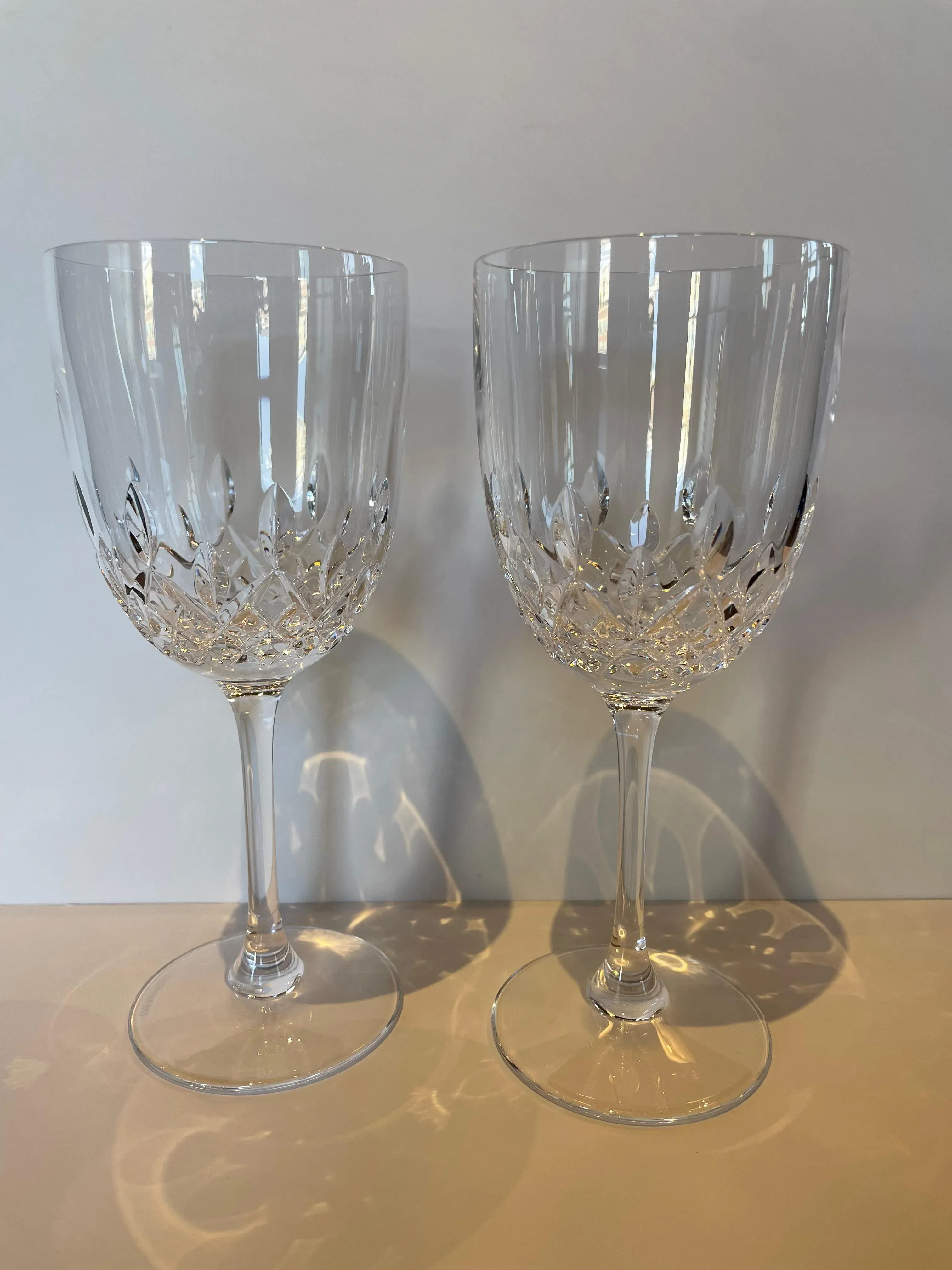 Contemporary Waterford Lismore White Wine Crystal Glasses- a Pair